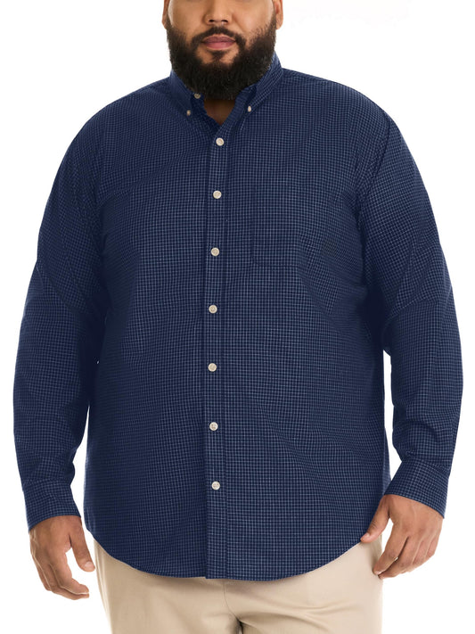 Van Heusen Men's Size Big Wrinkle Free Long Sleeve Button Down Shirt, Carbon Blue, 4X-Large Tall