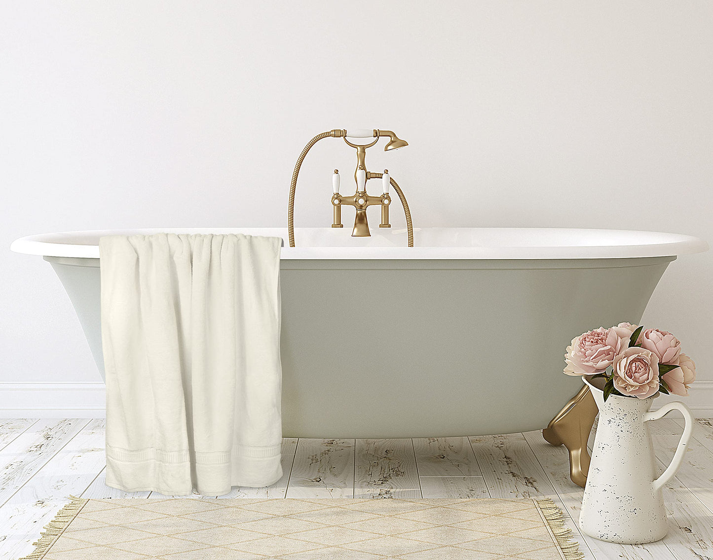 Utopia Towels Luxurious Jumbo Bath Sheet 2 Piece, 600 GSM, 35 by 70 Inches, 100% Ring Spun Cotton, Highly Absorbent and Quick Dry Extra Large Bath Towel, Super SoftTowel, Ivory