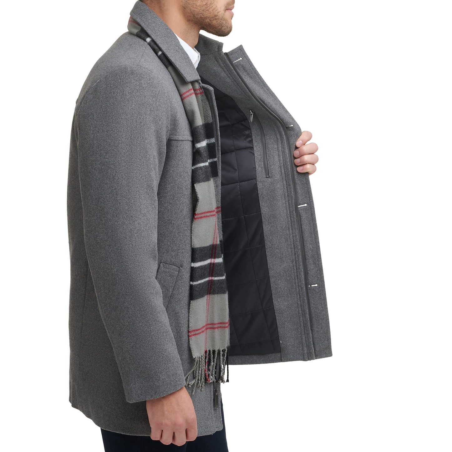 Dockers Men's Weston Wool Blend Coat with Scarf (Regular and Big & Tall), Light Grey, 3X-Large