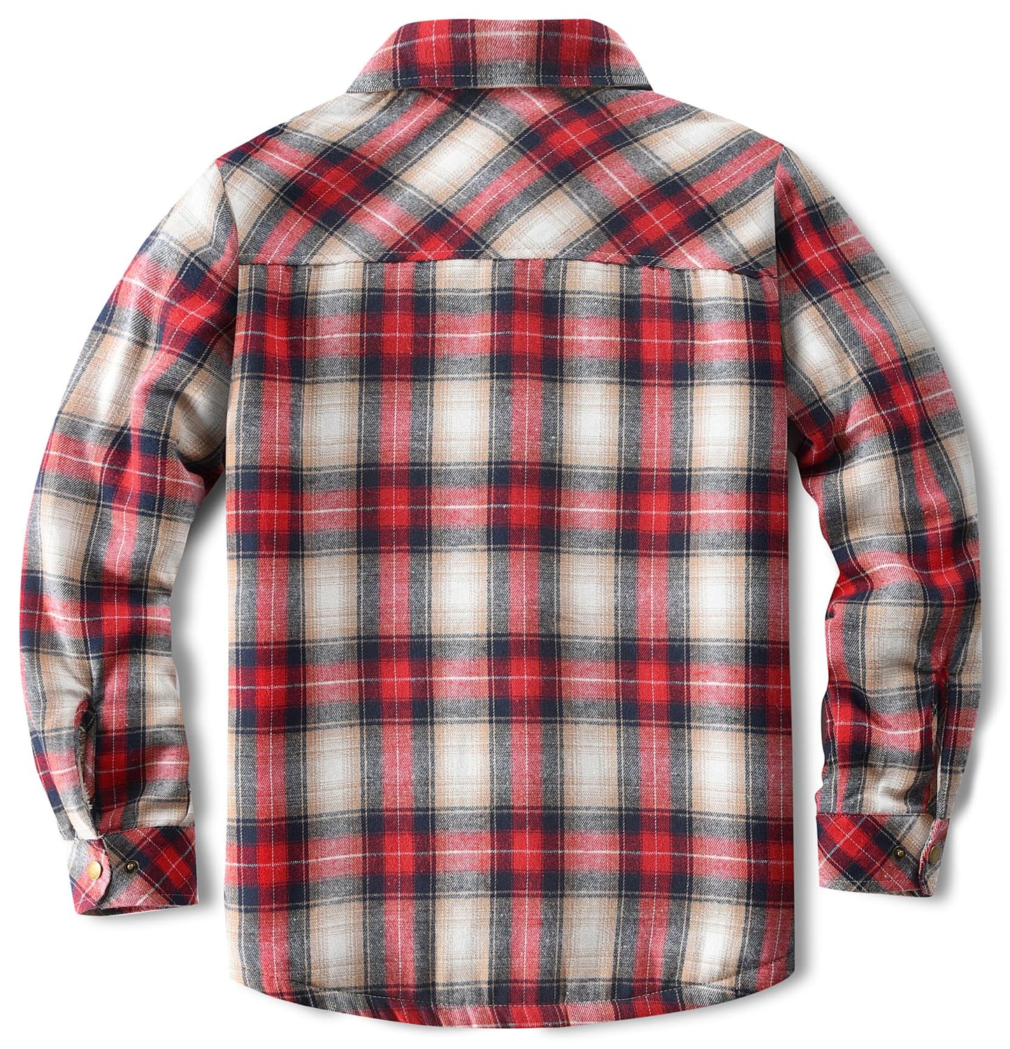 Puwasa Men's Flannel Jackets Sherpa Lined Side Pocket Shirt Jacket Plaid Button Up Camp Night Coat with Pocket Red X-Large Tall