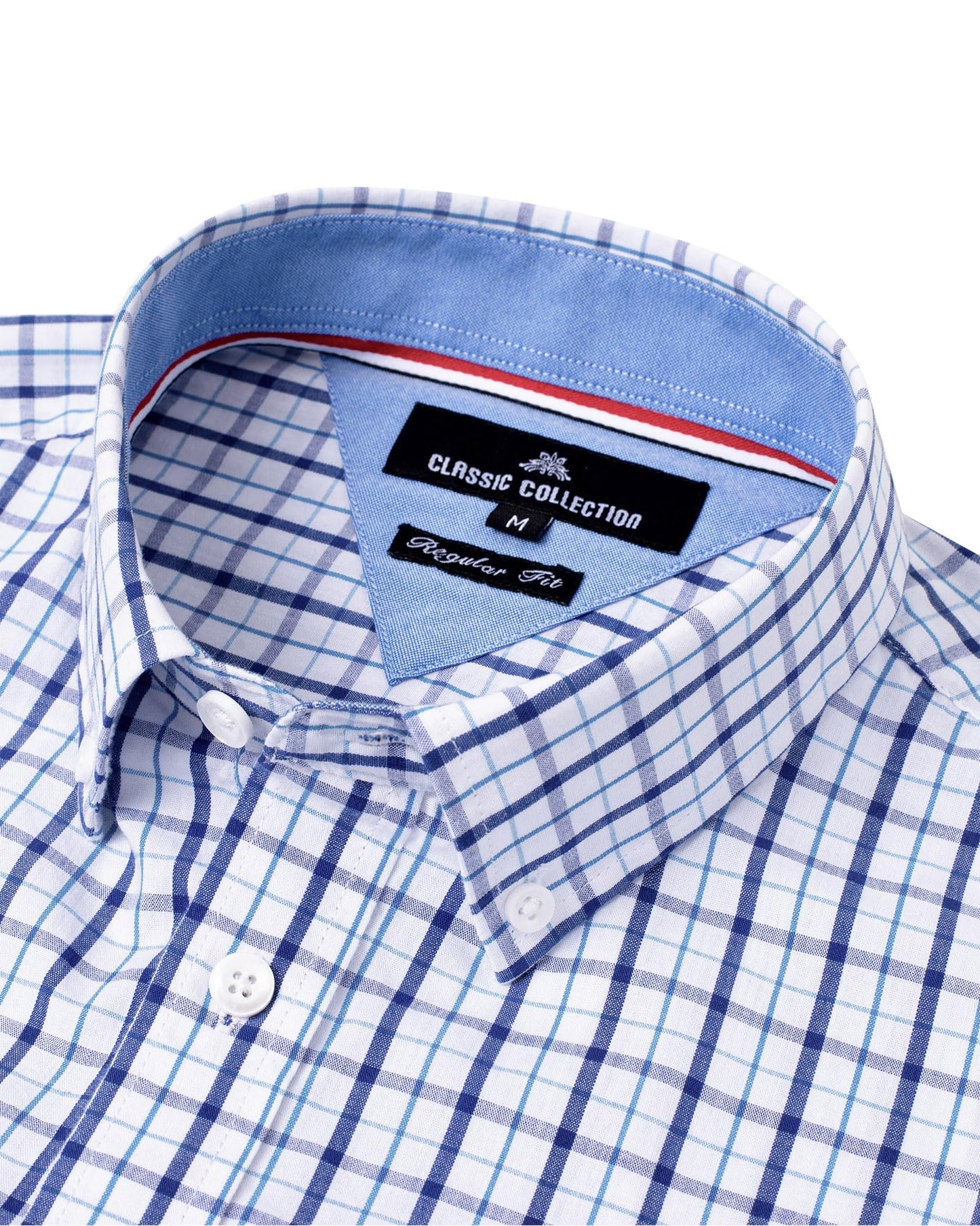 Alimens & Gentle Men's Plaid Button Down Shirts Cotton Long Sleeve Dress Shirts Regular Fit Gingham Shirts