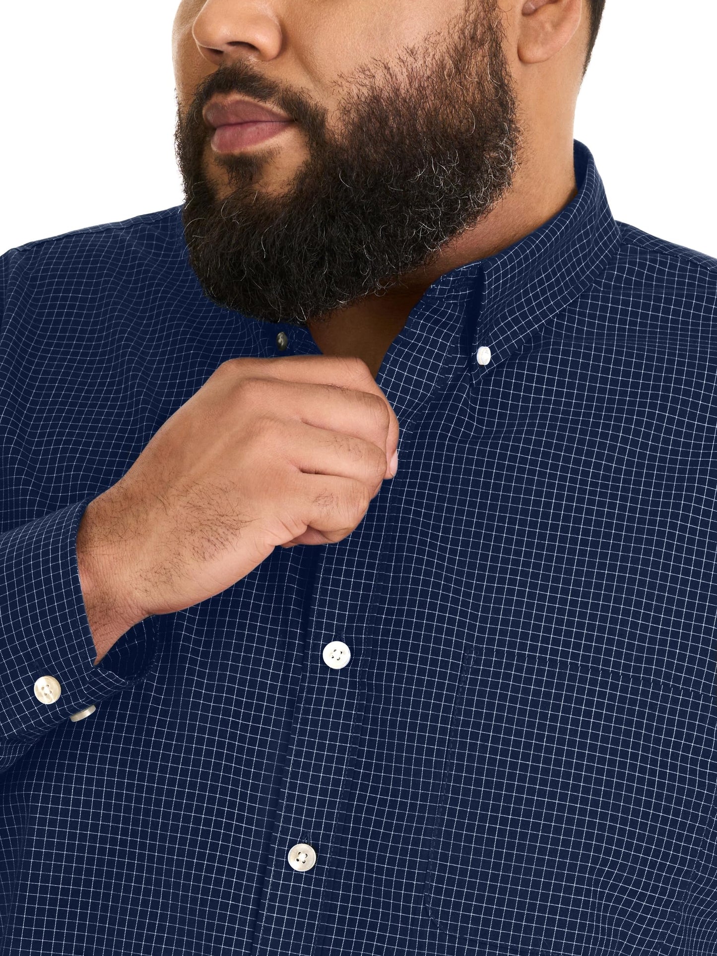 Van Heusen Men's Size Big Wrinkle Free Long Sleeve Button Down Shirt, Carbon Blue, 4X-Large Tall