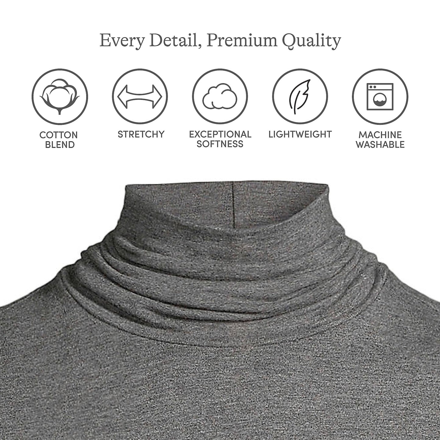 Lands' End Womens Long Sleeve Shaped LWCM Turtleneck Charcoal Heather Tall Large