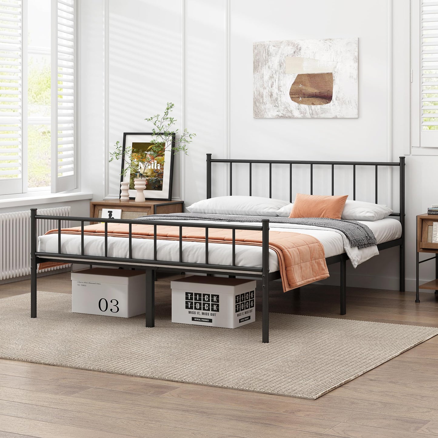 DIIYIV California King Bed Frame-Classic Metal Platform Bed Frame,Mattress Foundation with Steel Slat Support,Under Foundation Storage,No Box Spring Needed, Easy Assembly,California King Size
