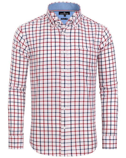 Alimens & Gentle Men's Plaid Button Down Shirts Cotton Long Sleeve Dress Shirts Regular Fit Gingham Shirts