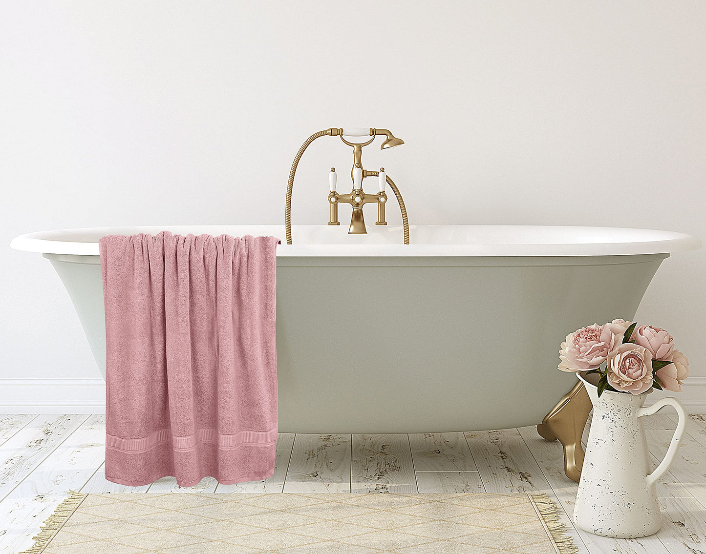 Utopia Towels Luxurious Jumbo Bath Sheet 2 Piece, 600 GSM, 35 by 70 Inches, 100% Ring Spun Cotton, Highly Absorbent and Quick Dry Extra Large Bath Towel, Super Soft Towel, Dusty Pink