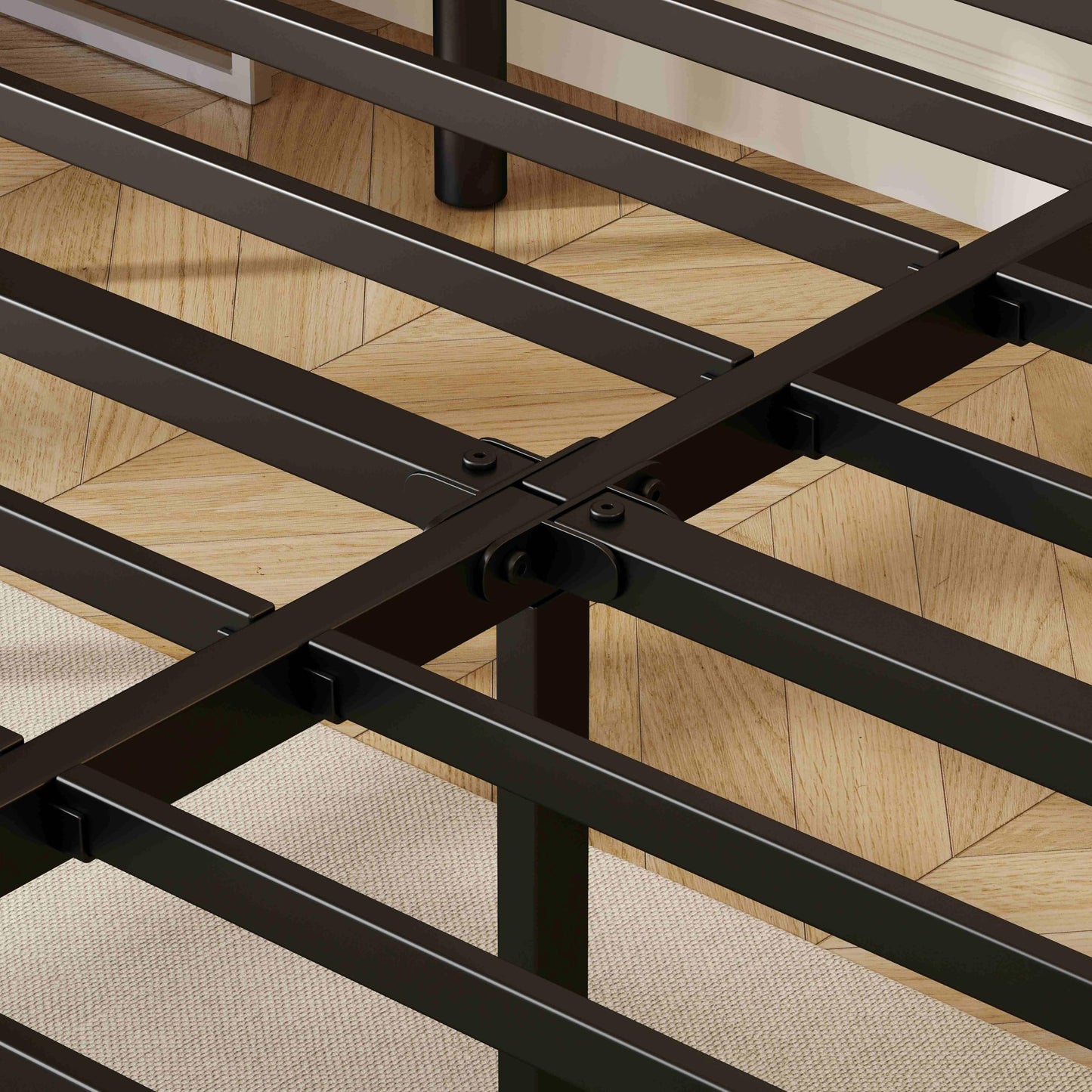 ZIYOO Vinatge California King Size Metal Bed Frame with Metal Headboard and Footboard Cal-King Bed Frame 18 Inch High Under Bed Storage, No Box Spring Needed, Noise Free