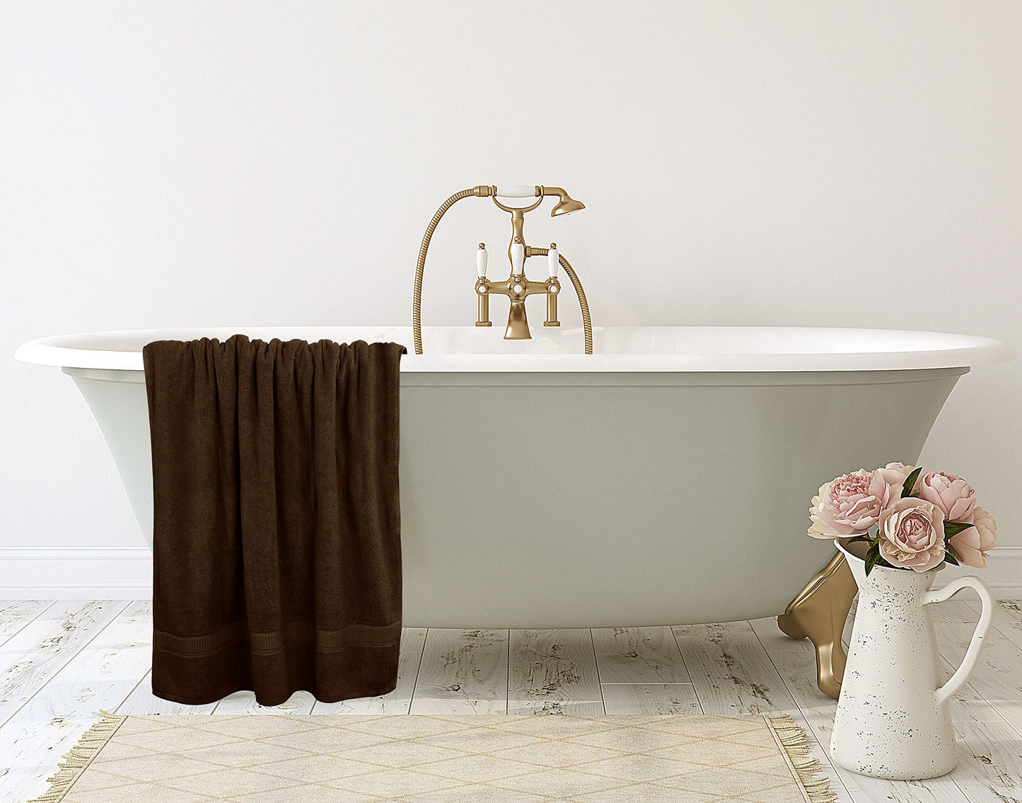 Utopia Towels Luxurious Jumbo Bath Sheet 2 Piece, 600 GSM, 35 by 70 Inches, 100% Ring Spun Cotton, Highly Absorbent and Quick Dry Extra Large Bath Towel, Super Soft Towel, Dark Brown