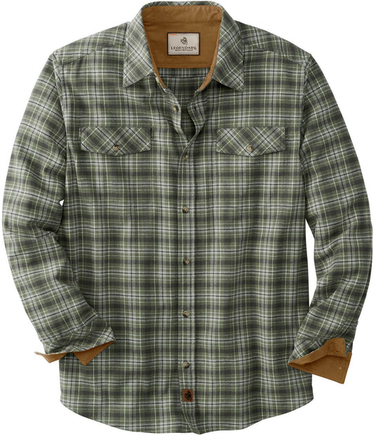 Legendary Whitetails Men's Big Flannel Shirt Long Sleeve Button Down Relaxed Fit, Forest Moss Plaid, Large Tall