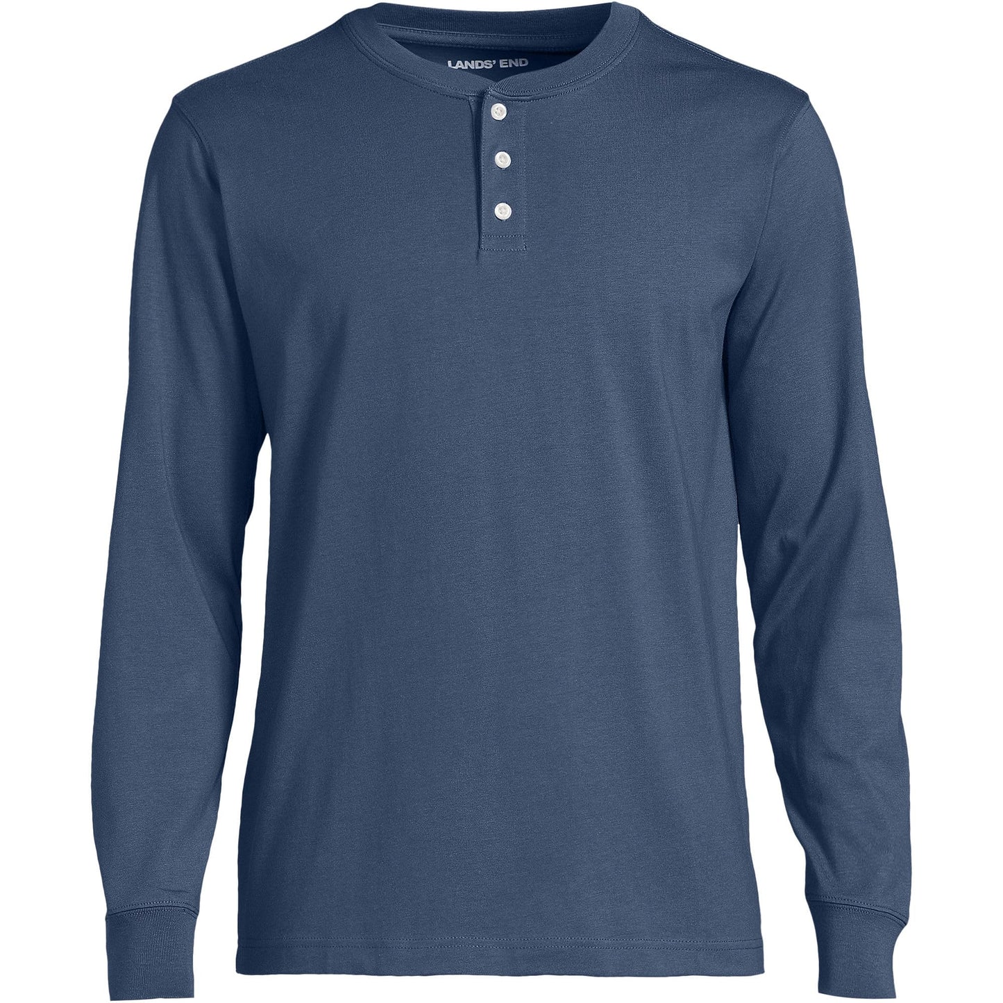 Lands' End Mens Long Sleeve Super-T Henley Nightfall Blue Tall X-Large