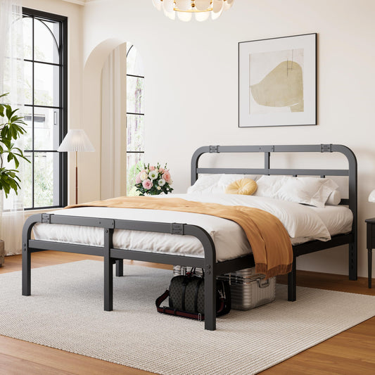 ZIYOO 14Inch California King Bed Frame with Headboard/Footboard, Sturdy Metal Platform Design, Large Storage Space, No Box Spring Needed, Quiet Noise Free, Easy Assembly