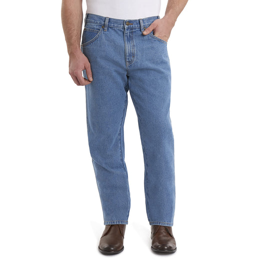 Rivets Supply & Company Men's Workwear Rugged Straight Fit, Medium Light Wash, 36W x 36L