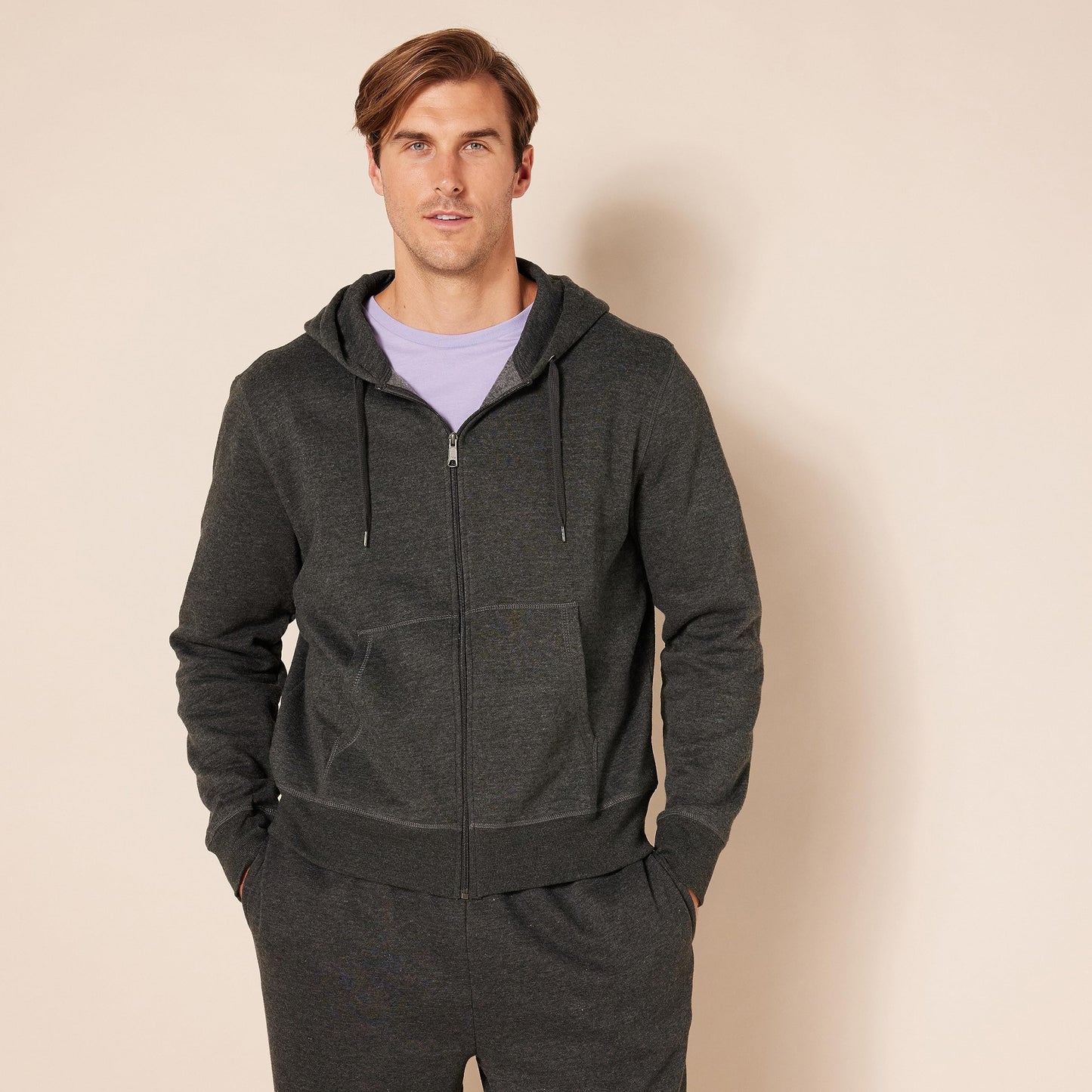 Amazon Essentials Men's Full-Zip Fleece Hoodie (Available in Big & Tall), Charcoal Heather, 4X-Large Big Tall