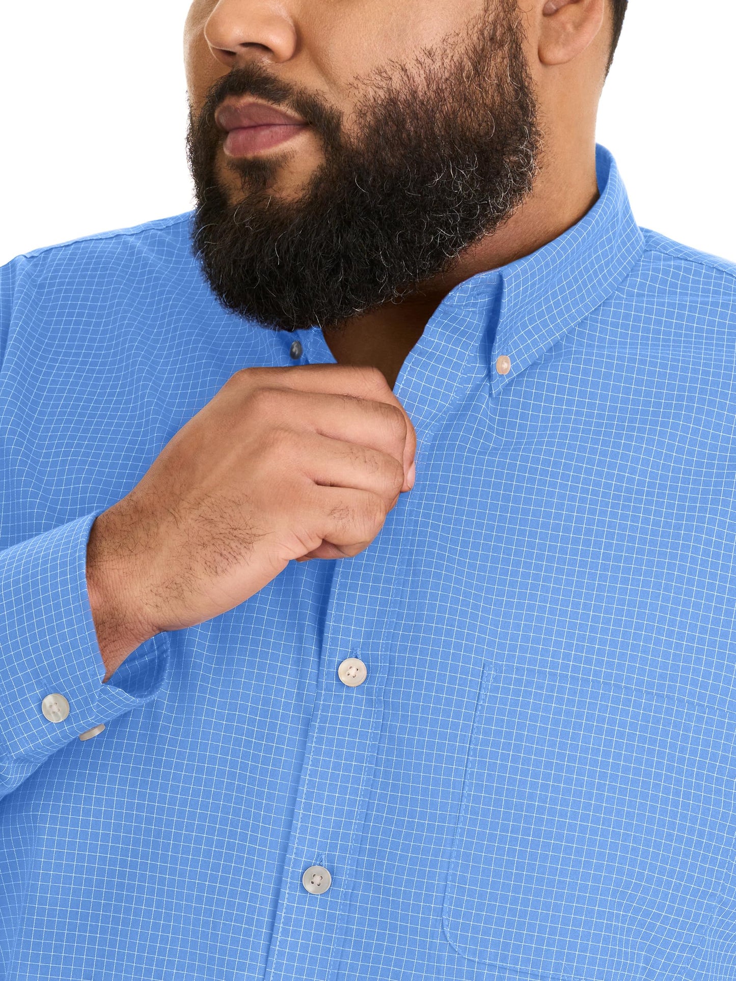 Van Heusen Big and Tall Wrinkle Free Long Sleeve Button Down Shirt Riviera Blue