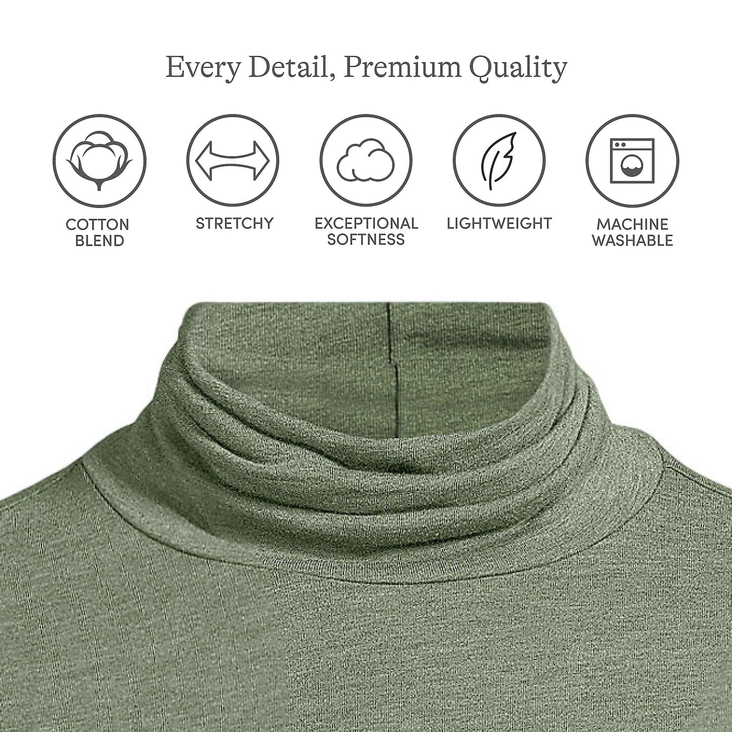 Lands' End Womens Long Sleeve Shaped LWCM Turtleneck Estate Green Heather Tall Medium