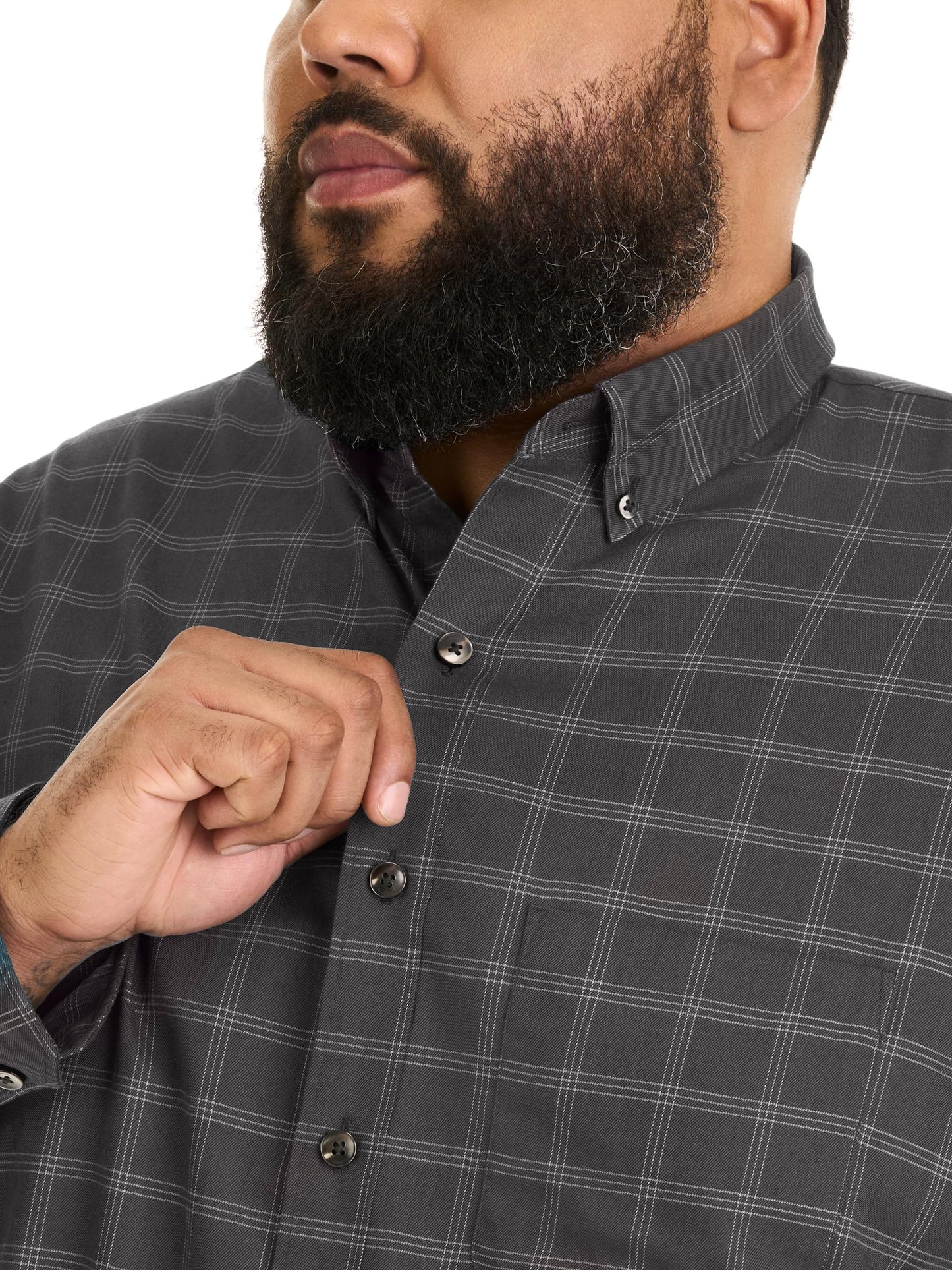 Van Heusen Men's Big Wrinkle Free Long Sleeve Button Down Shirt, Iron Gate, 5X-Large Tall