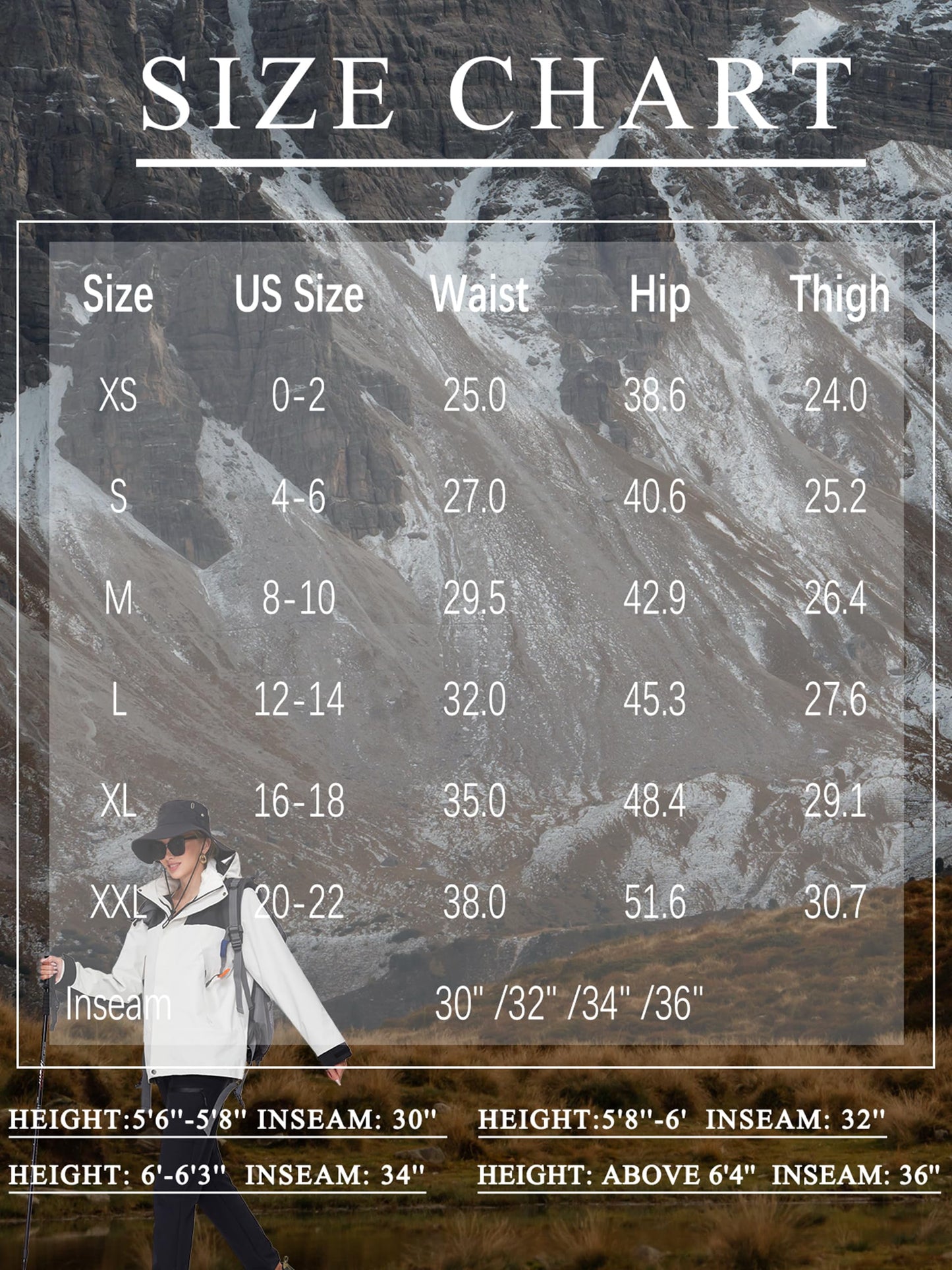 SEVEGO Womens Hiking Pants Tall Inseam 36" Athletic Cargo Pants Lightweight 4 Zipper Pockets Water Resistant Elastic Waist, Green, M