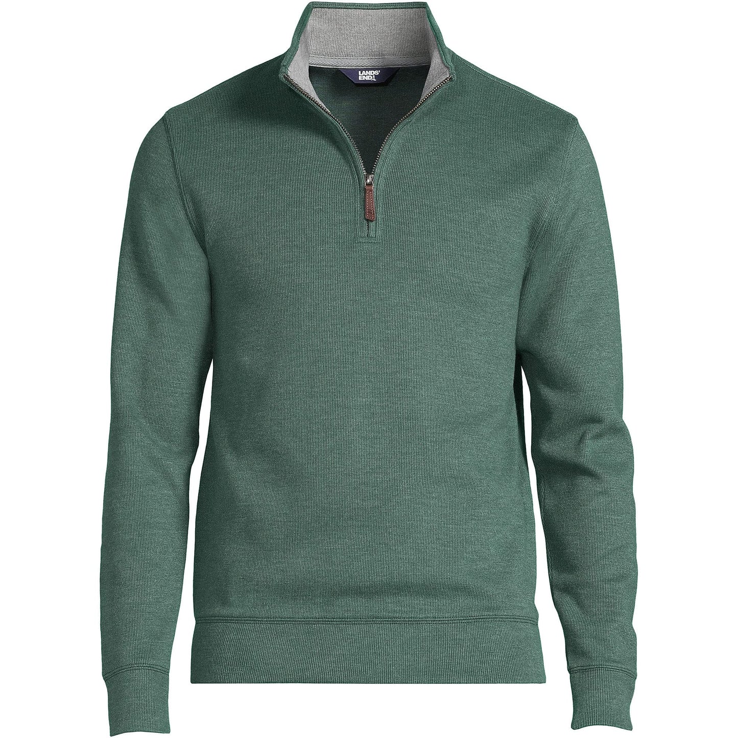 Lands' End Mens Bedford Rib Quarter Zip Sweater Deep Woodland Green Heather Tall XX-Large