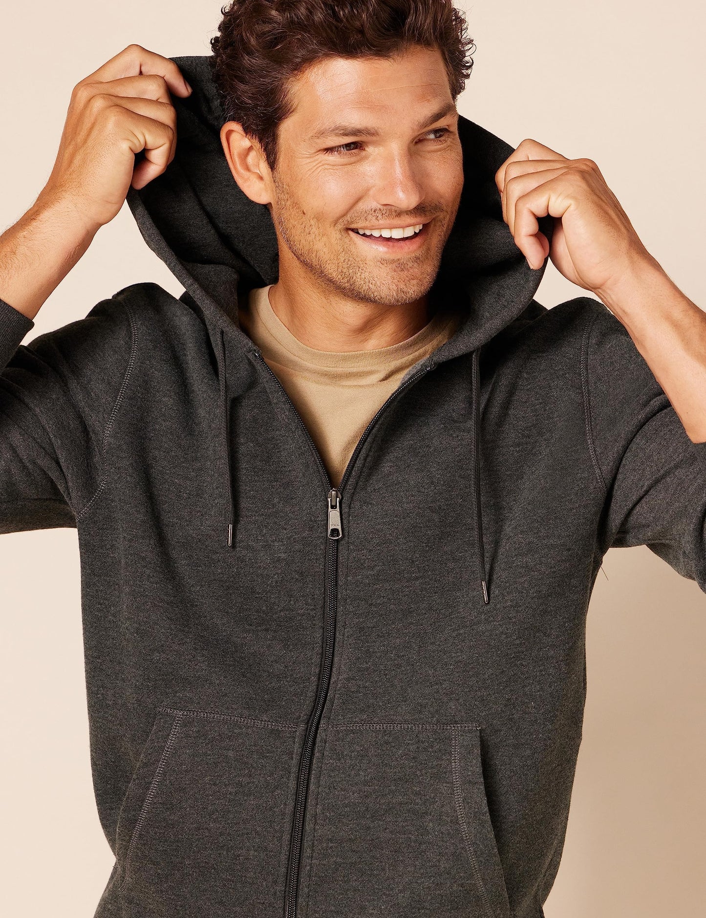 Amazon Essentials Men's Full-Zip Fleece Hoodie (Available in Big & Tall), Charcoal Heather, 3X-Large Tall