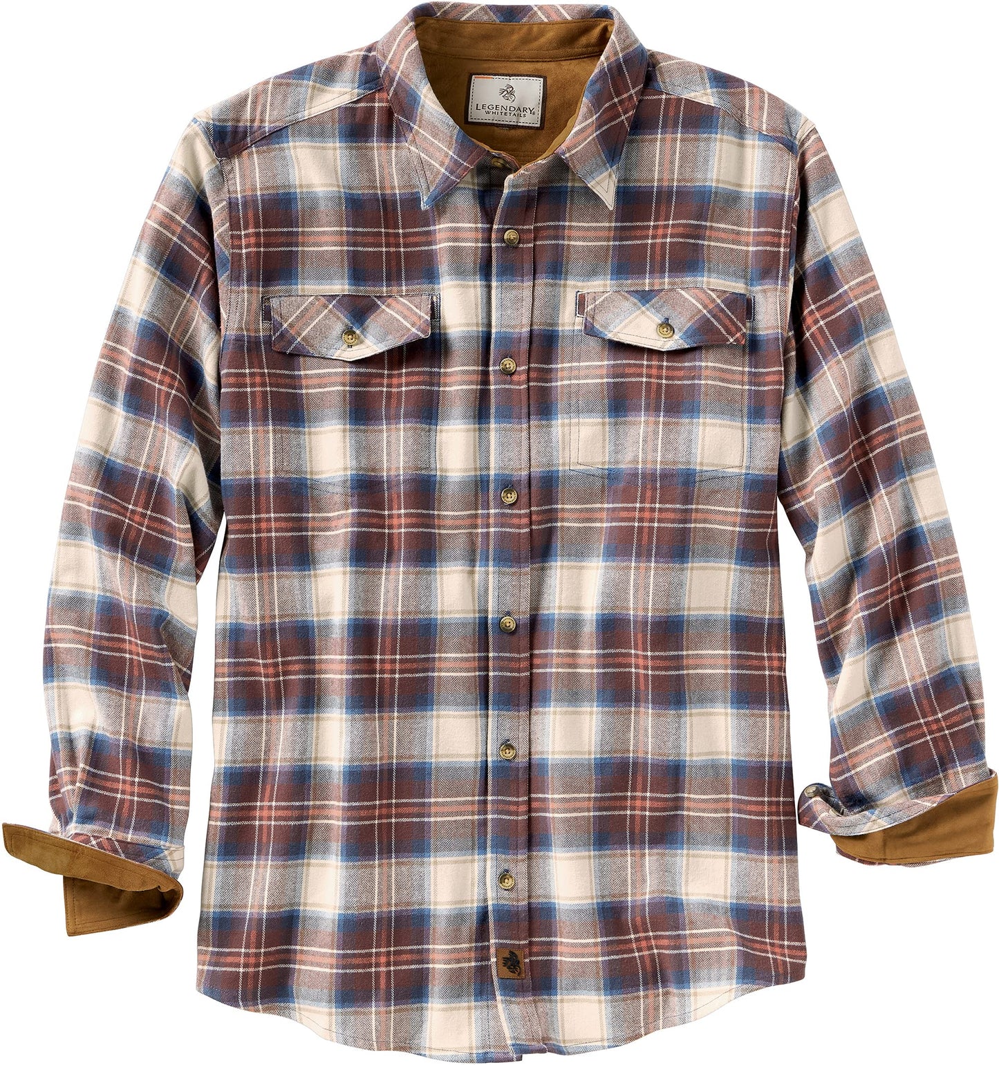 Legendary Whitetails Mens Flannel Shirt Long Sleeve Button Down Relaxed Fit, Firestone Plaid, LT