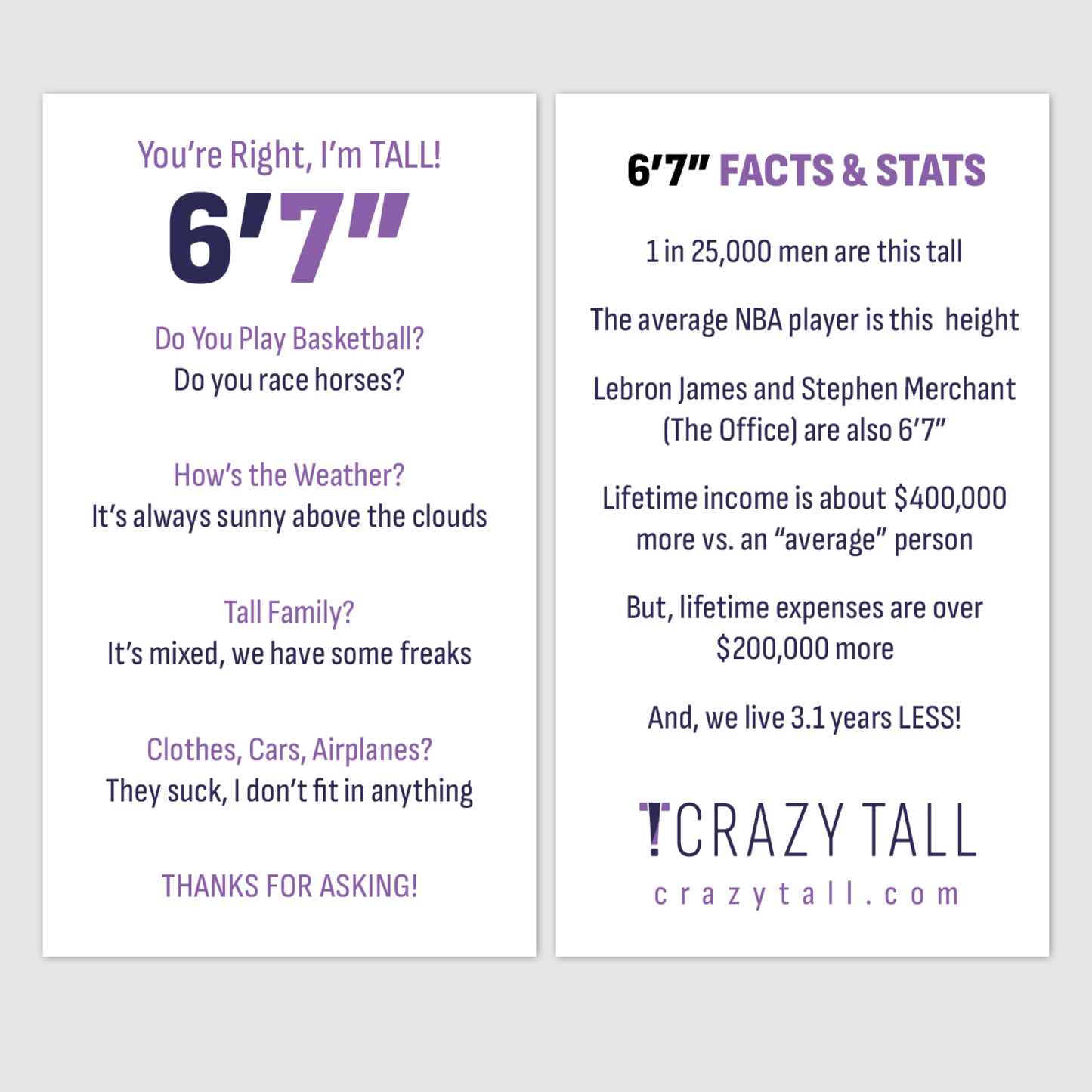 Public Response Cards - Men 6'7"