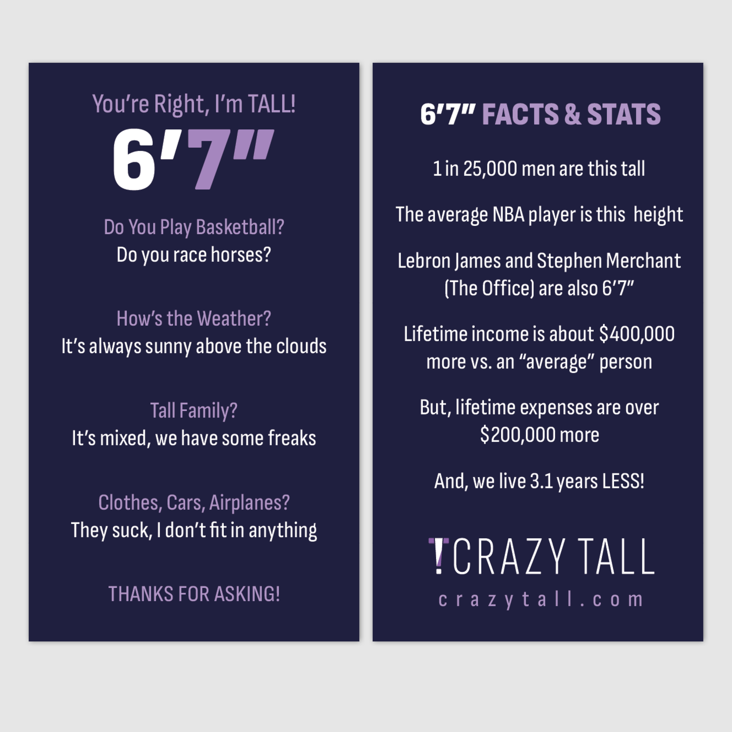 Public Response Cards - Men 6'7"