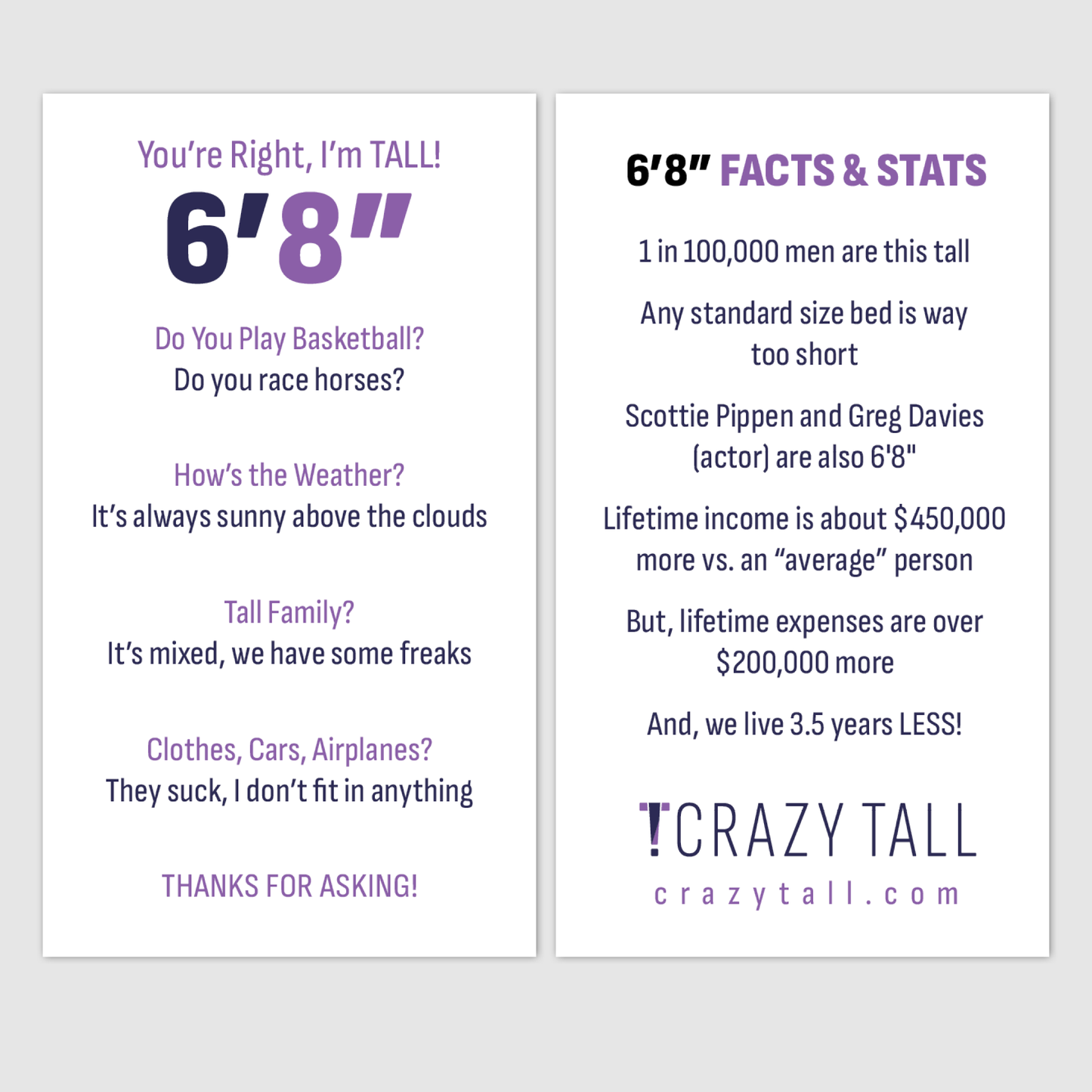 Public Response Cards - Men 6'8"