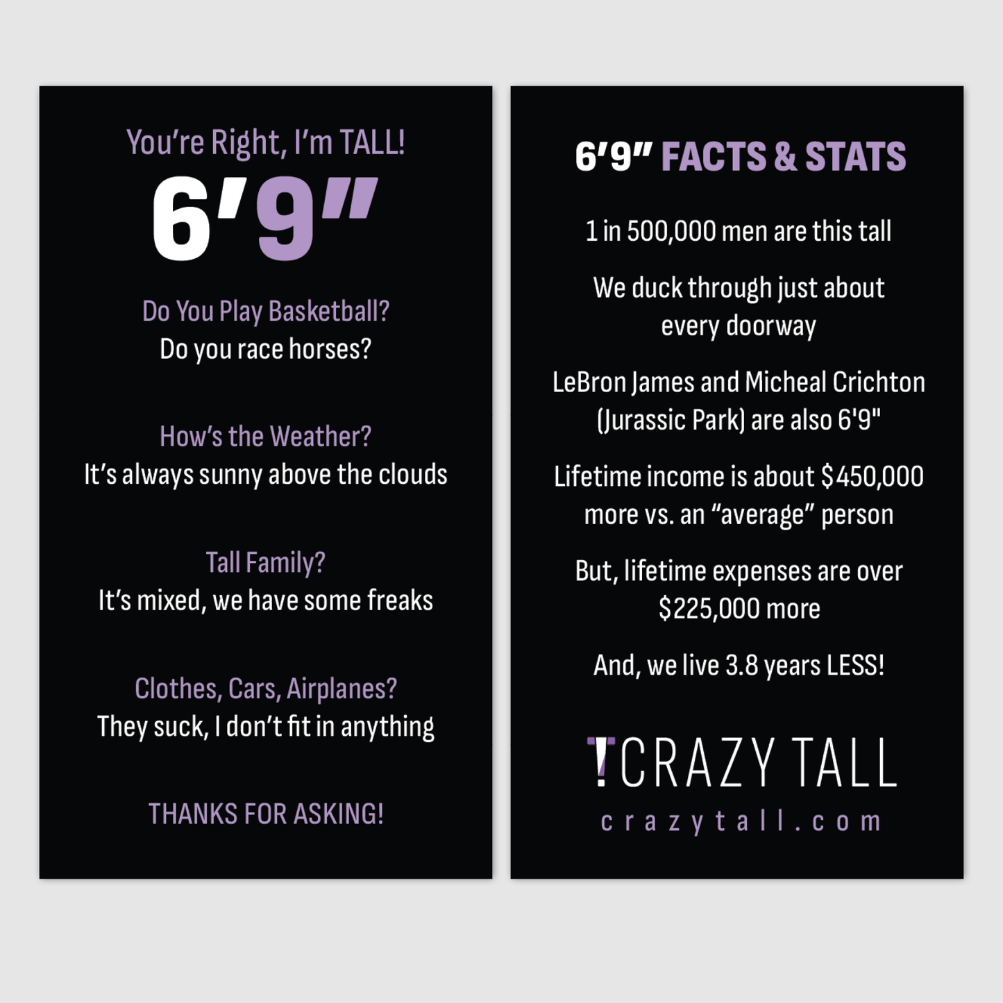 Public Response Cards - Men 6'9"