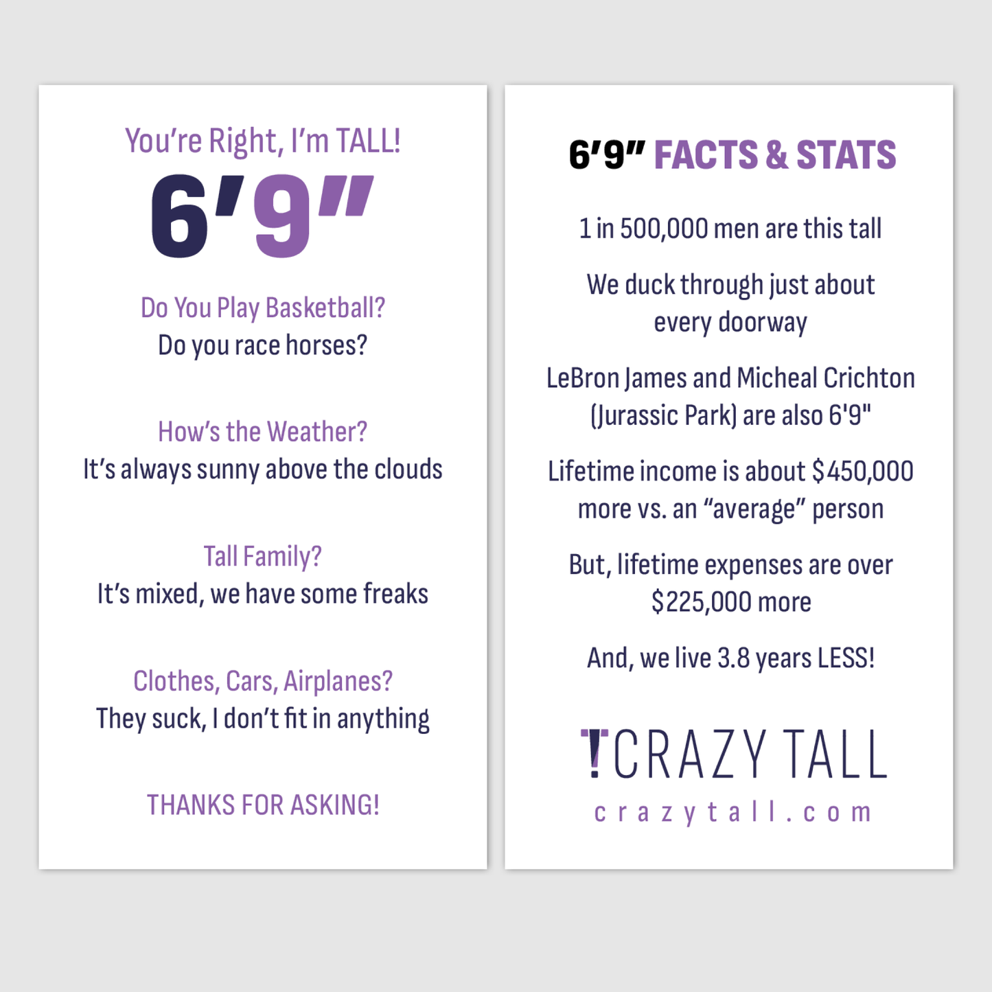Public Response Cards - Men 6'9"