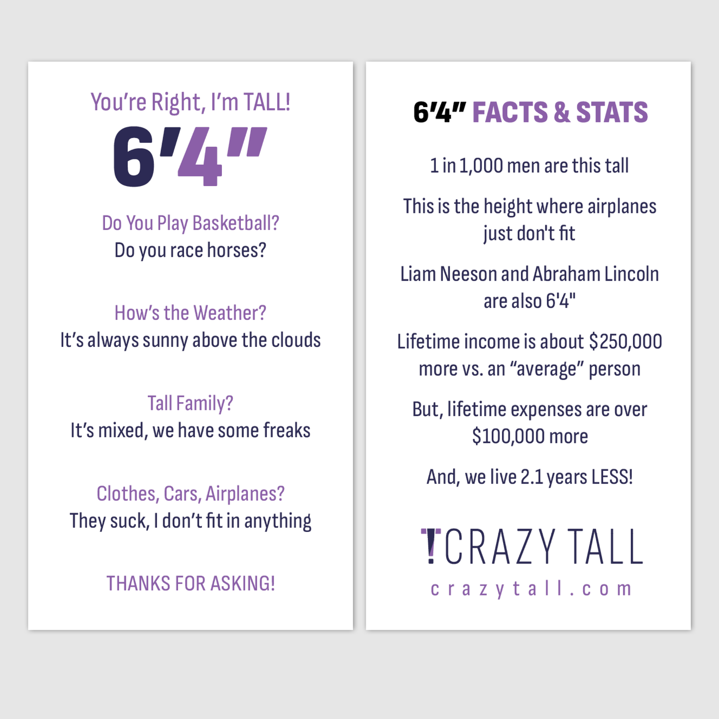 Public Response Cards - Men 6'4"