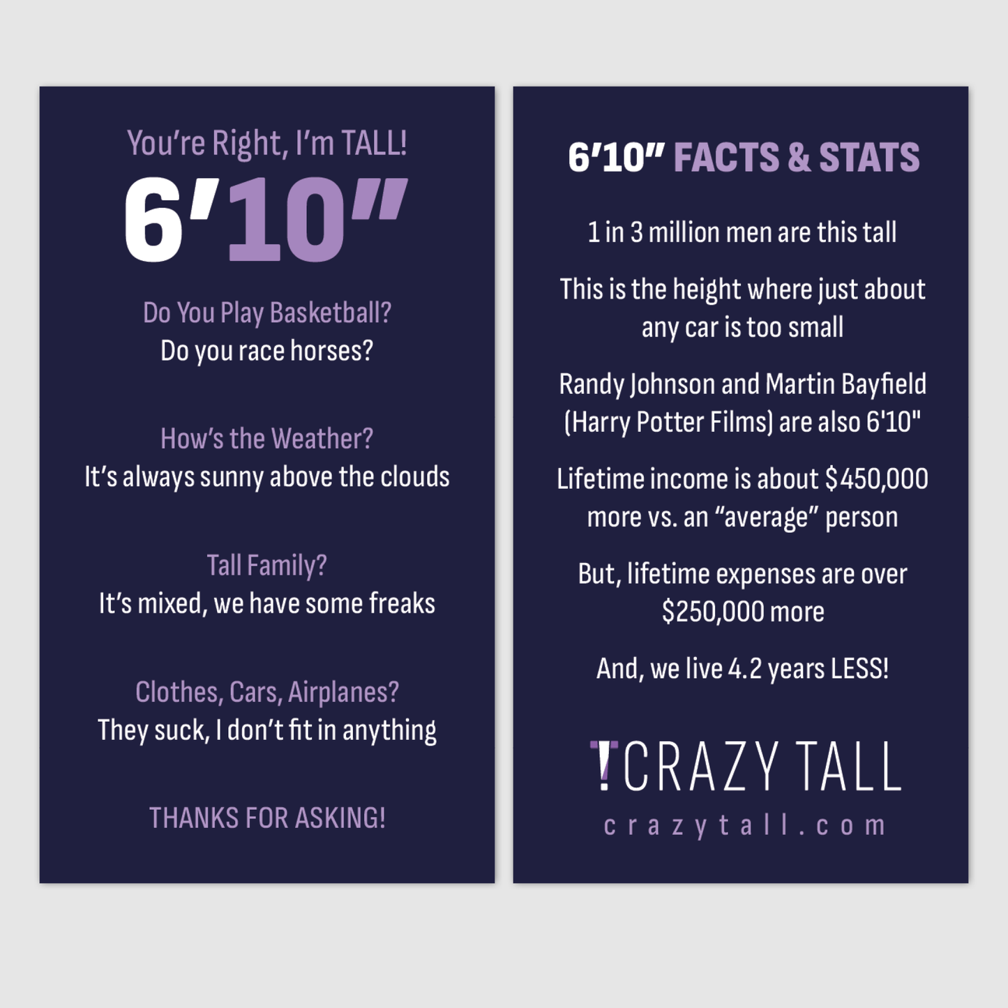 Public Response Cards - Men 6'10"