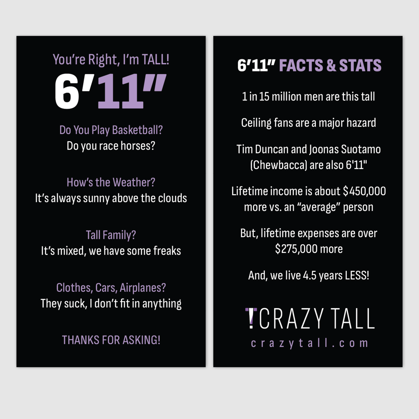 Public Response Cards - Men 6'11"