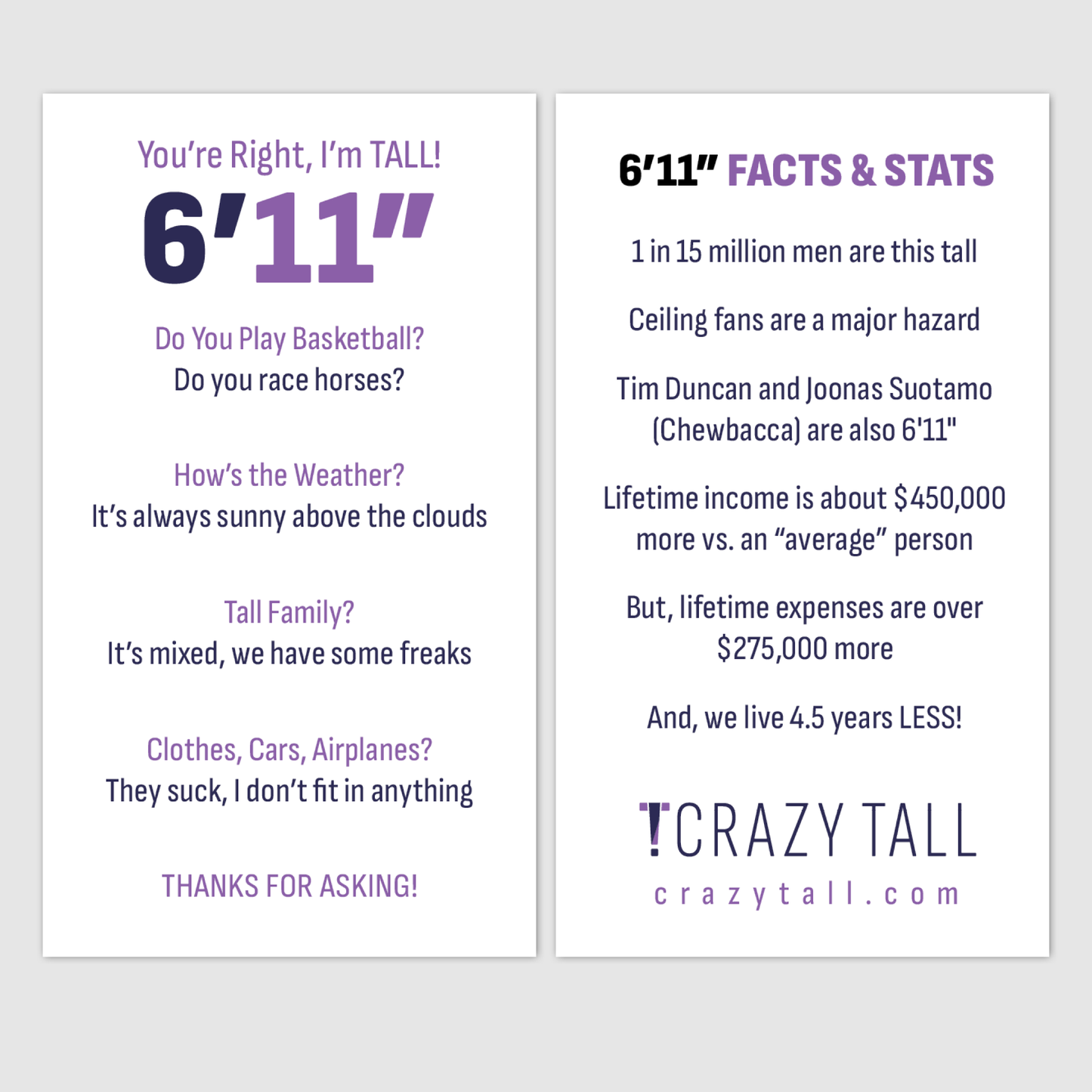 Public Response Cards - Men 6'11"