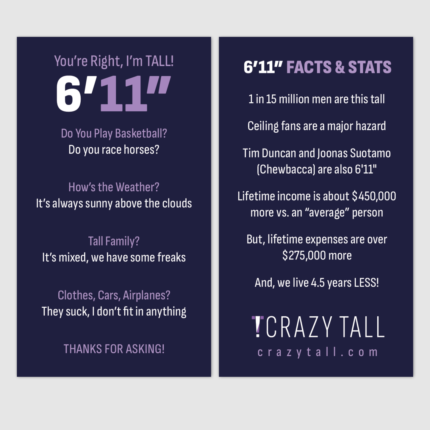 Public Response Cards - Men 6'11"