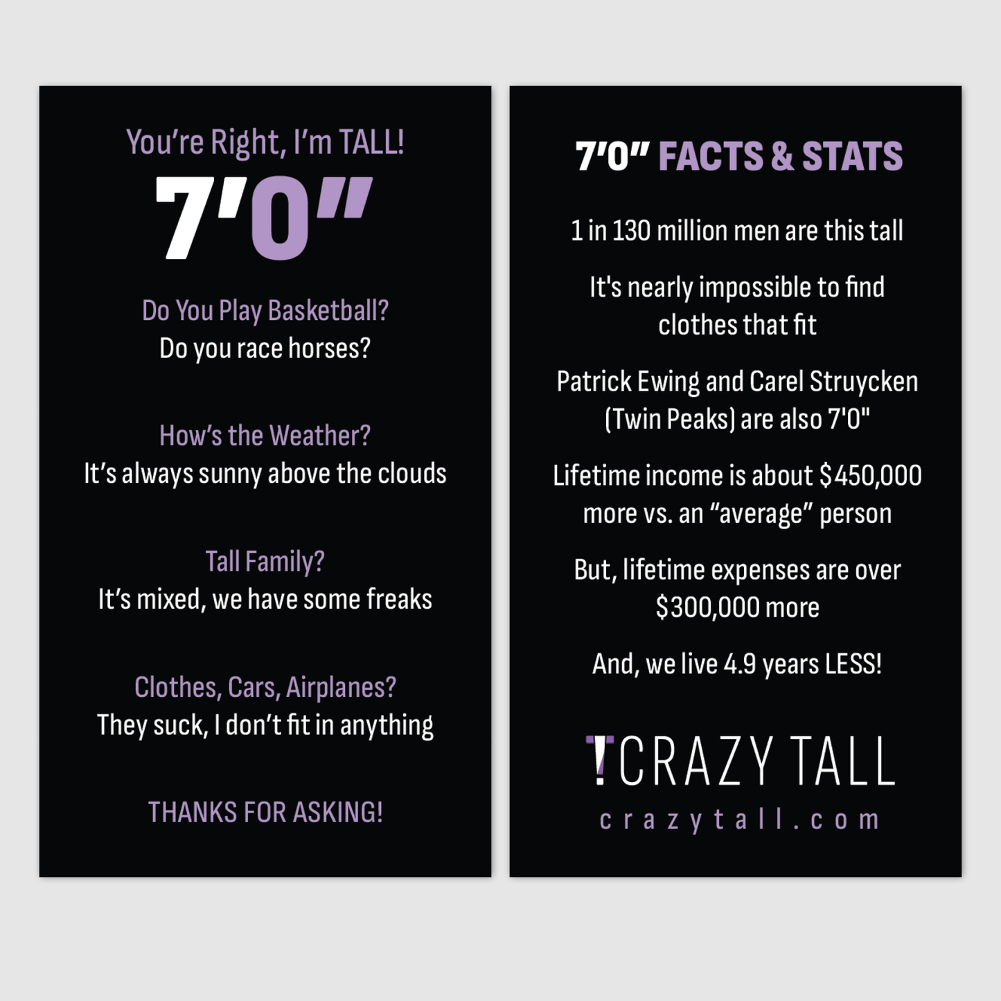 Public Response Cards - Men 7'0"