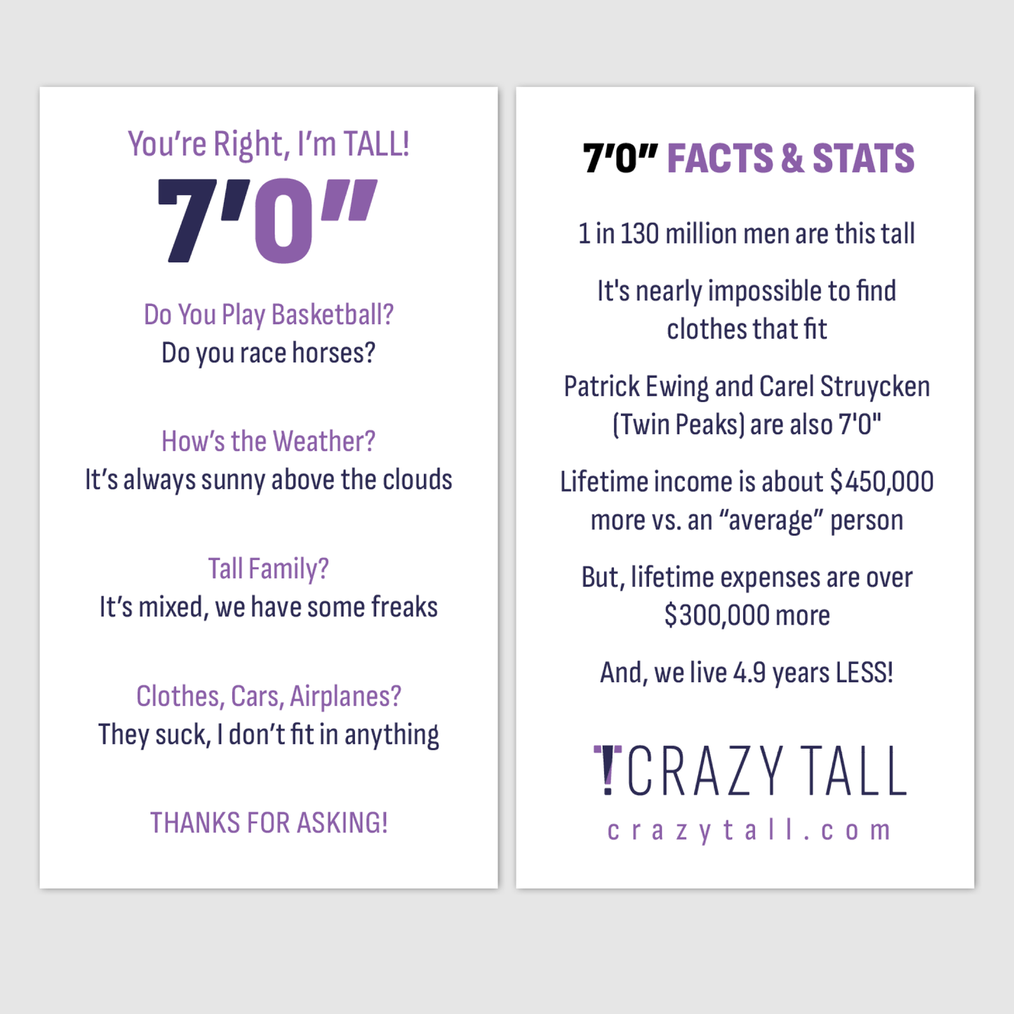Public Response Cards - Men 7'0"