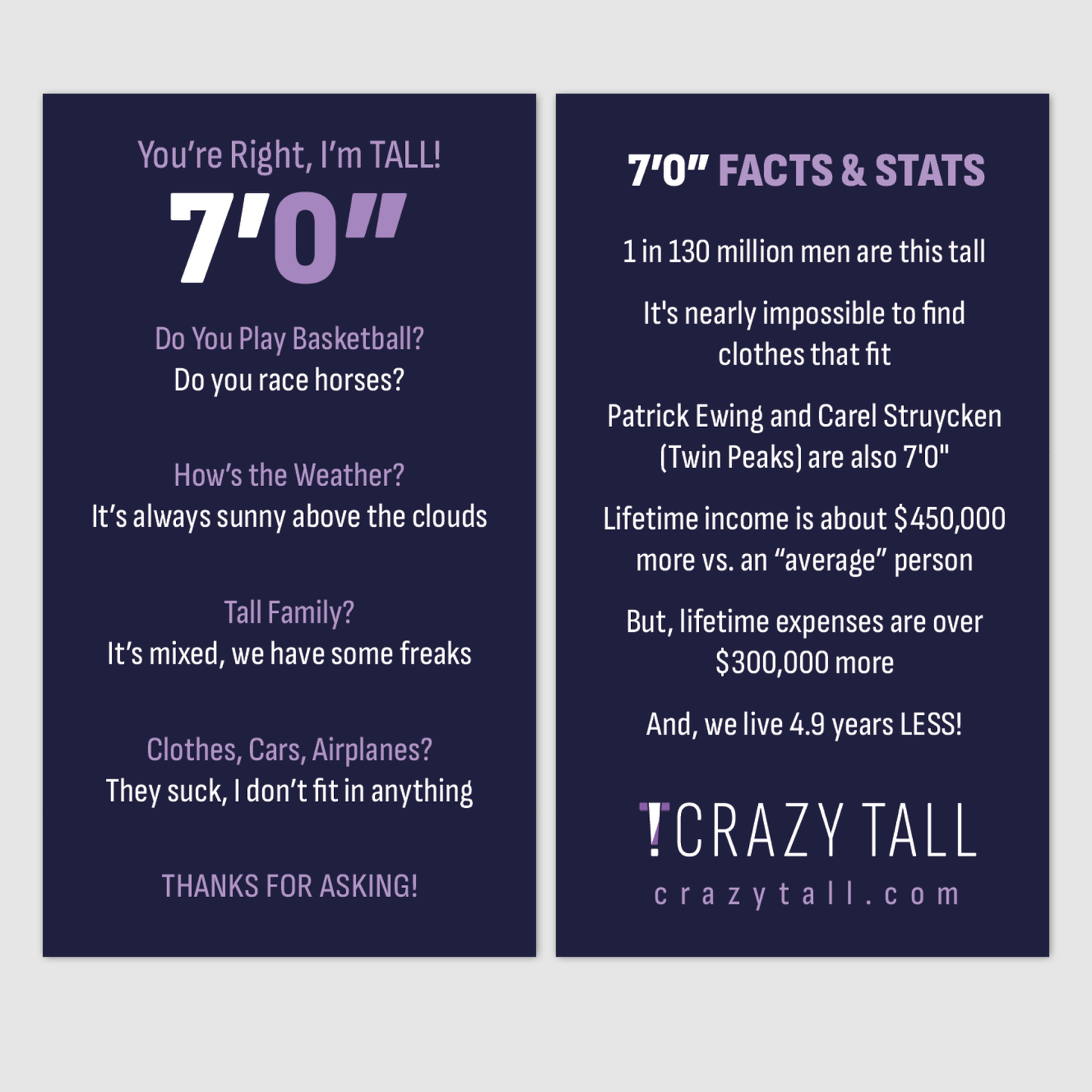 Public Response Cards - Men 7'0"