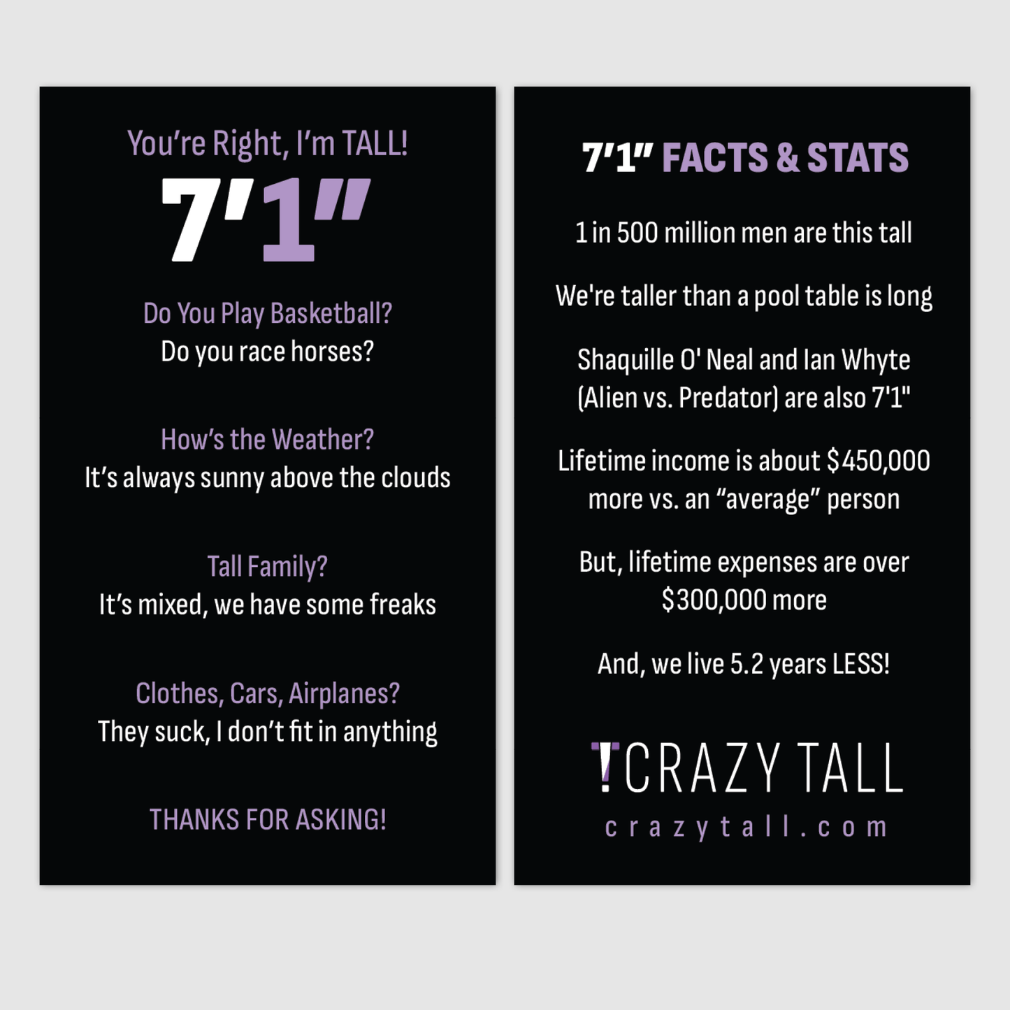 Public Response Cards - Men 7'1"
