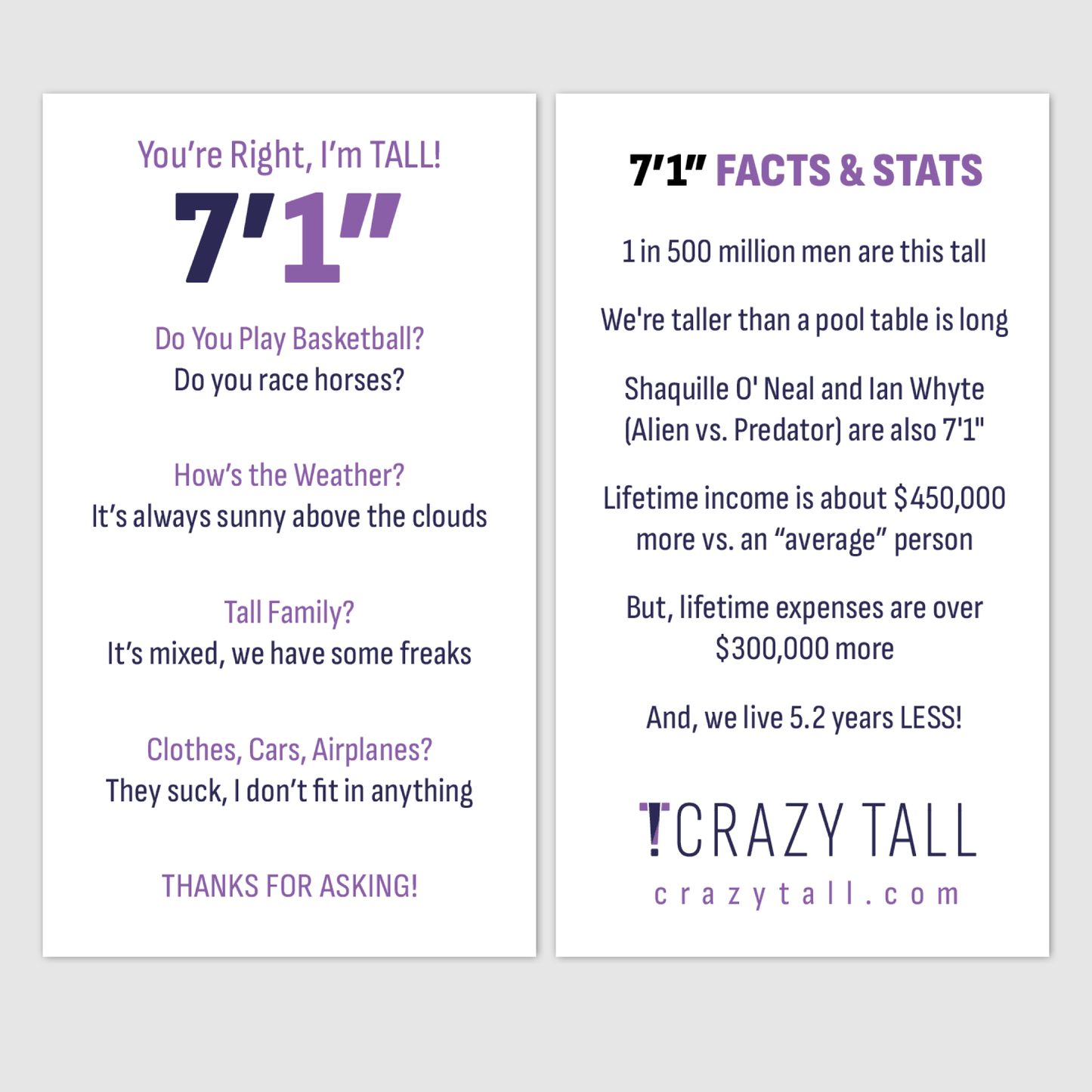 Public Response Cards - Men 7'1"