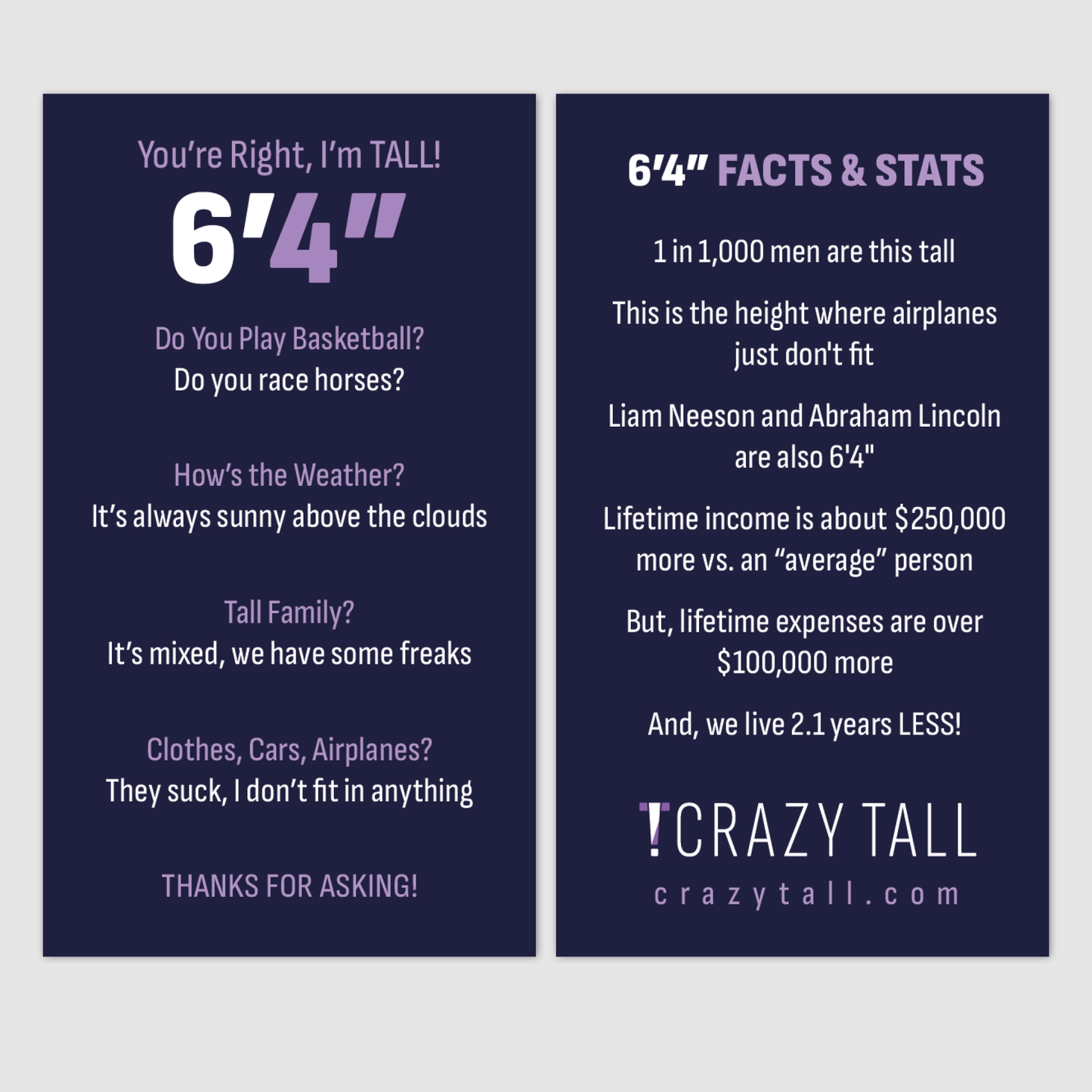 Public Response Cards - Men 6'4"