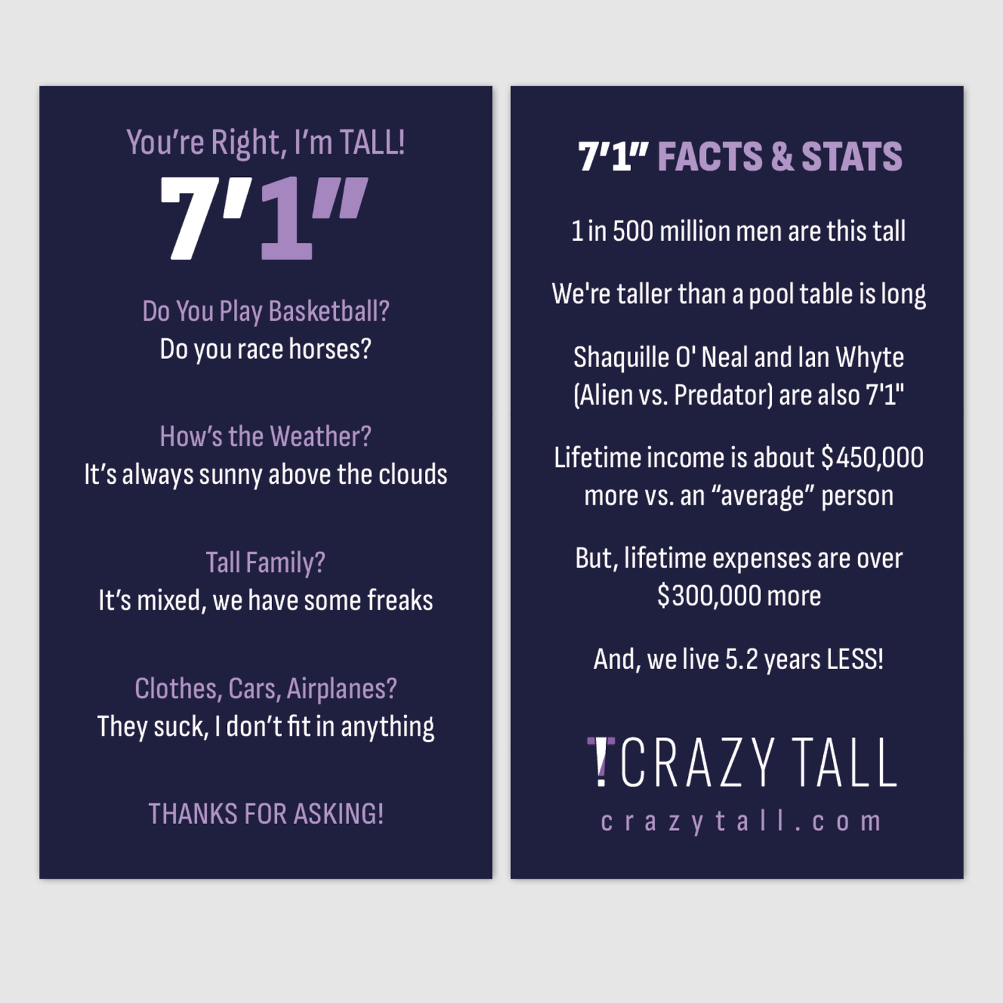 Public Response Cards - Men 7'1"