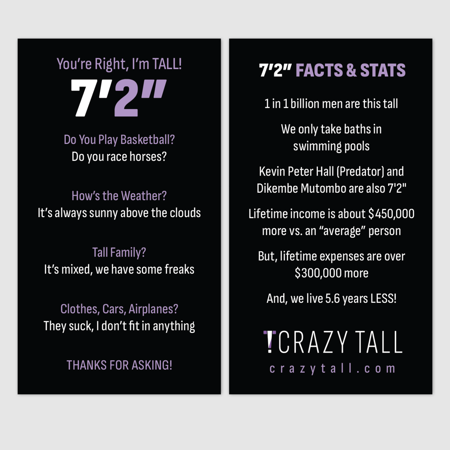 Public Response Cards - Men 7'2"