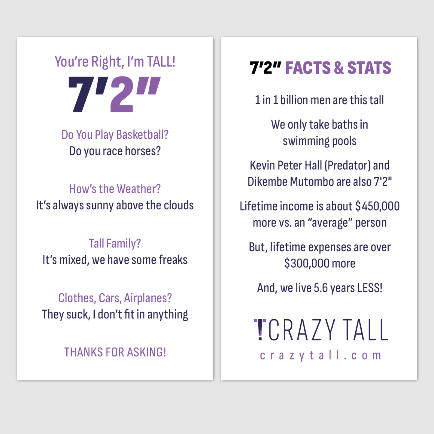 Public Response Cards - Men 7'2"