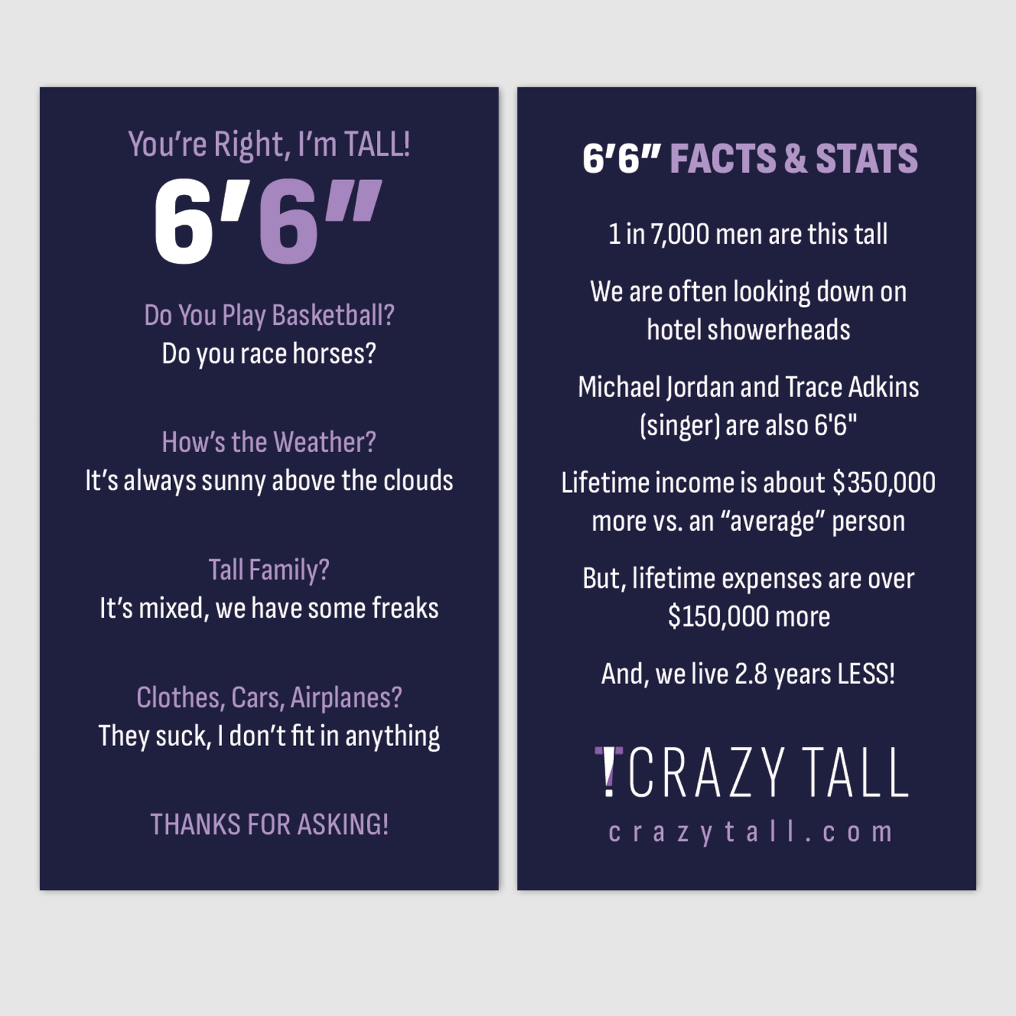 Public Response Cards - Men 6'6"