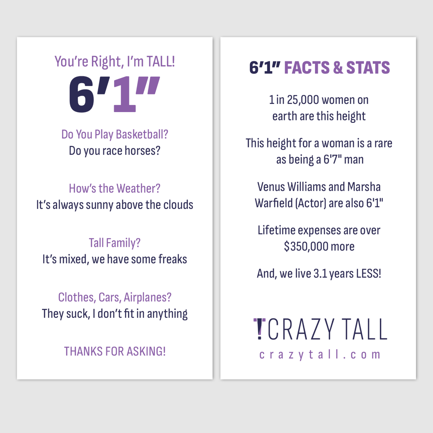 Public Response Cards - Women 6'1"