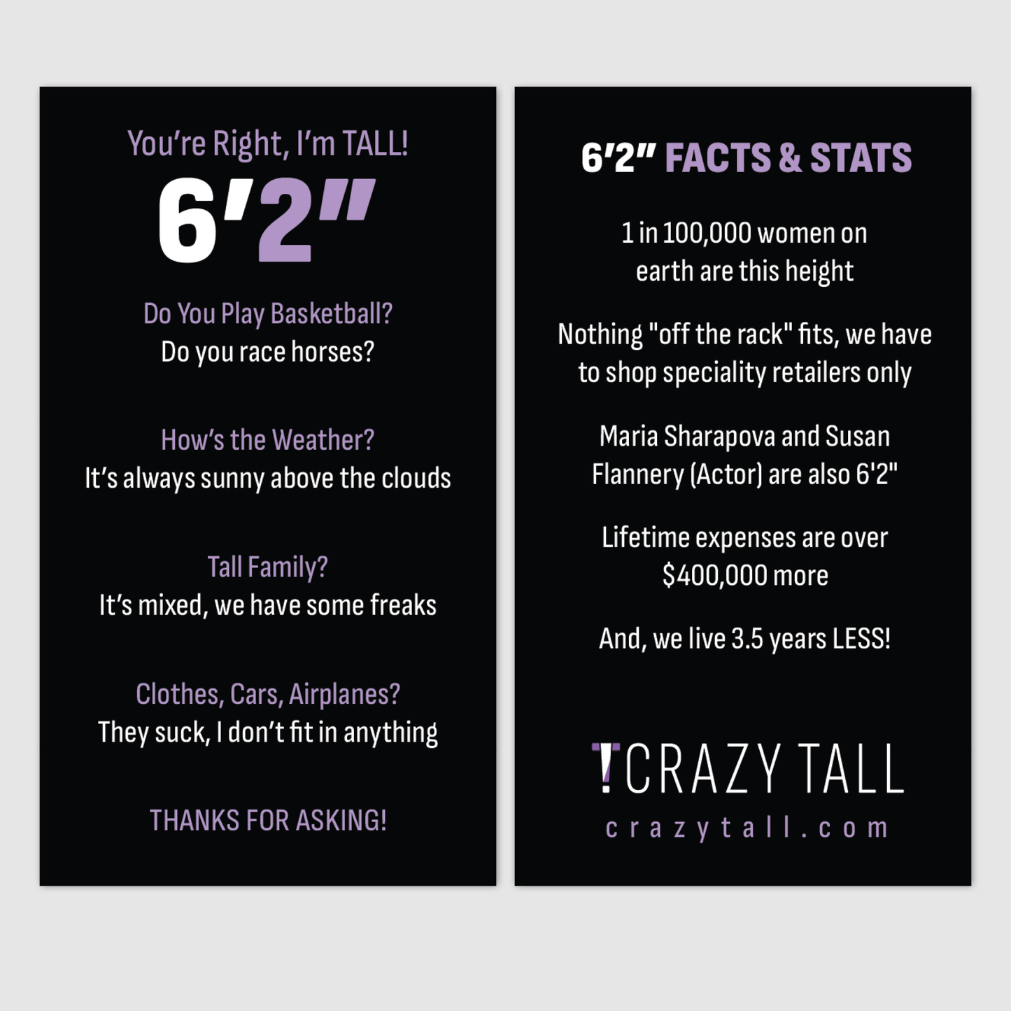 Public Response Cards - Women 6'2"