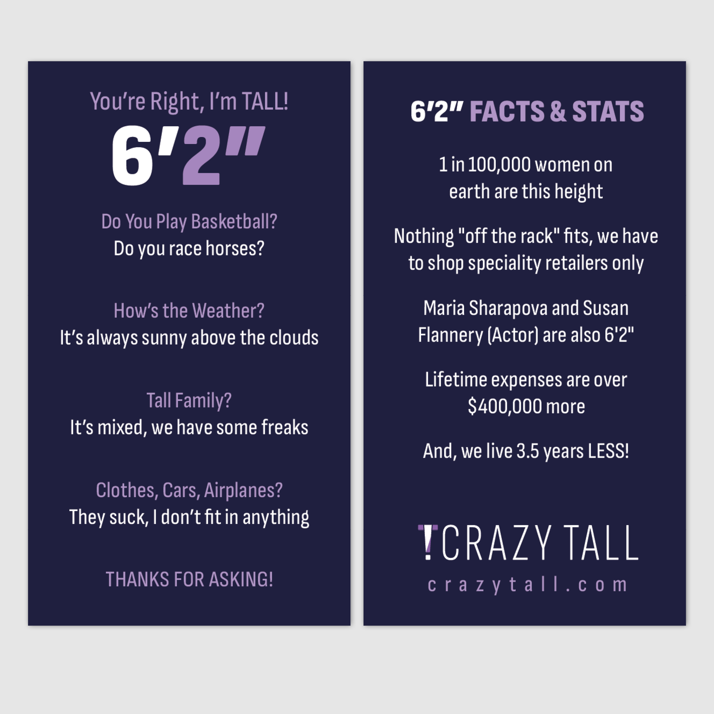 Public Response Cards - Women 6'2"