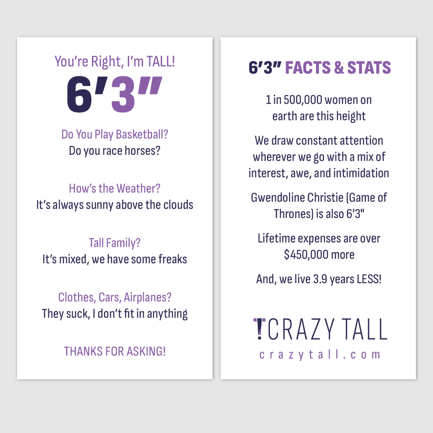 Public Response Cards - Women 6'3"