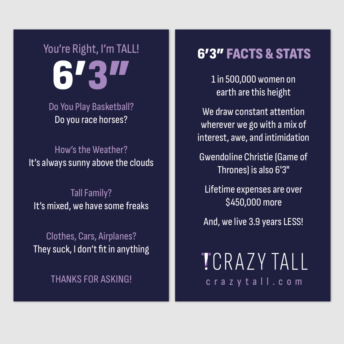 Public Response Cards - Women 6'3"