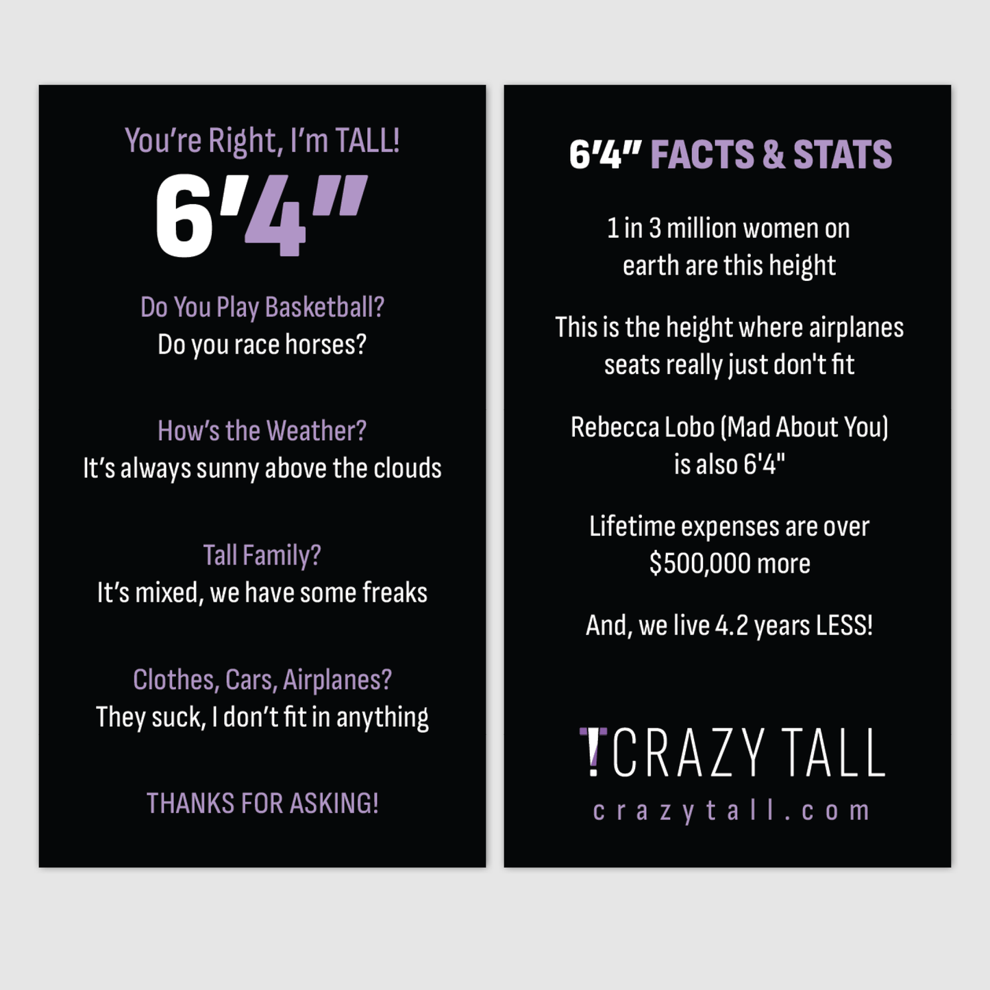 Public Response Cards - Women 6'4"